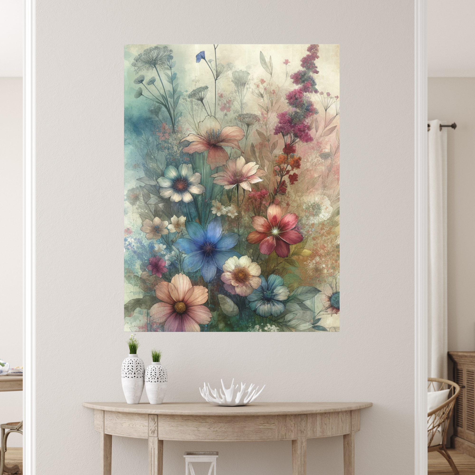 Wildflower Garden in Bloom – Watercolor Floral Wall Art
