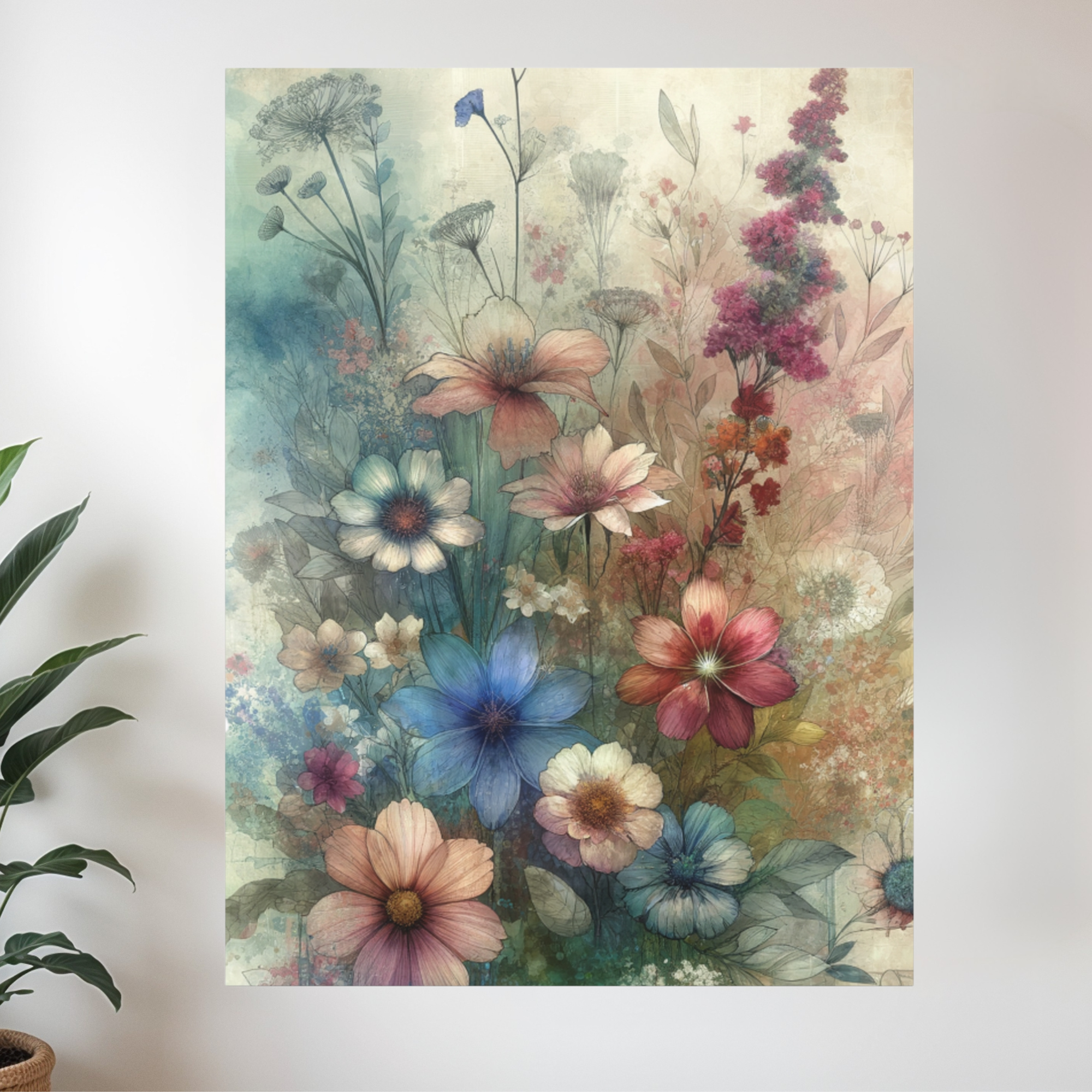 Wildflower Garden in Bloom – Watercolor Floral Wall Art