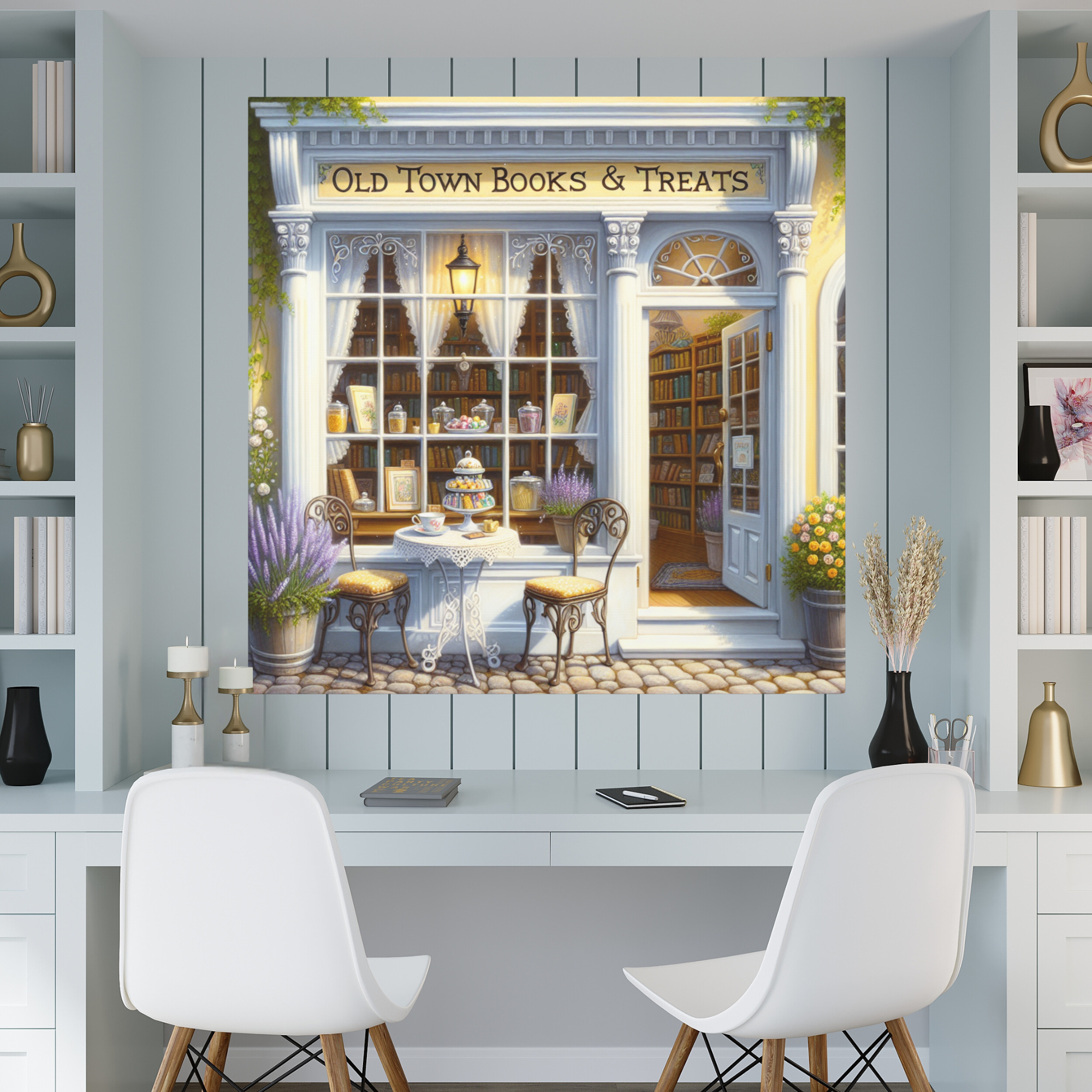 Old Town Bookshop with Sweets – Bookstore Wall Art