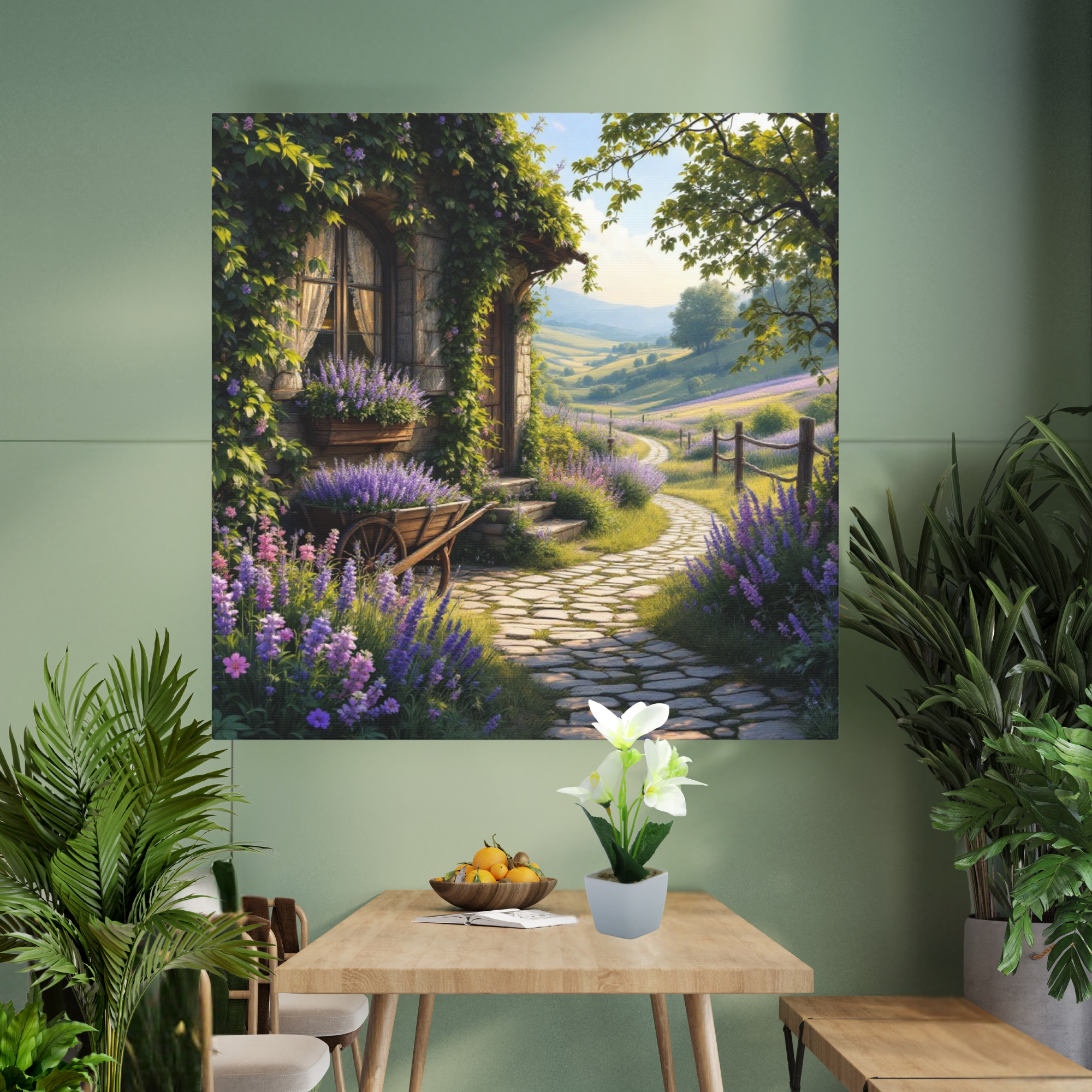 Lavender Path to Country Cottage – Countryside Wall Art