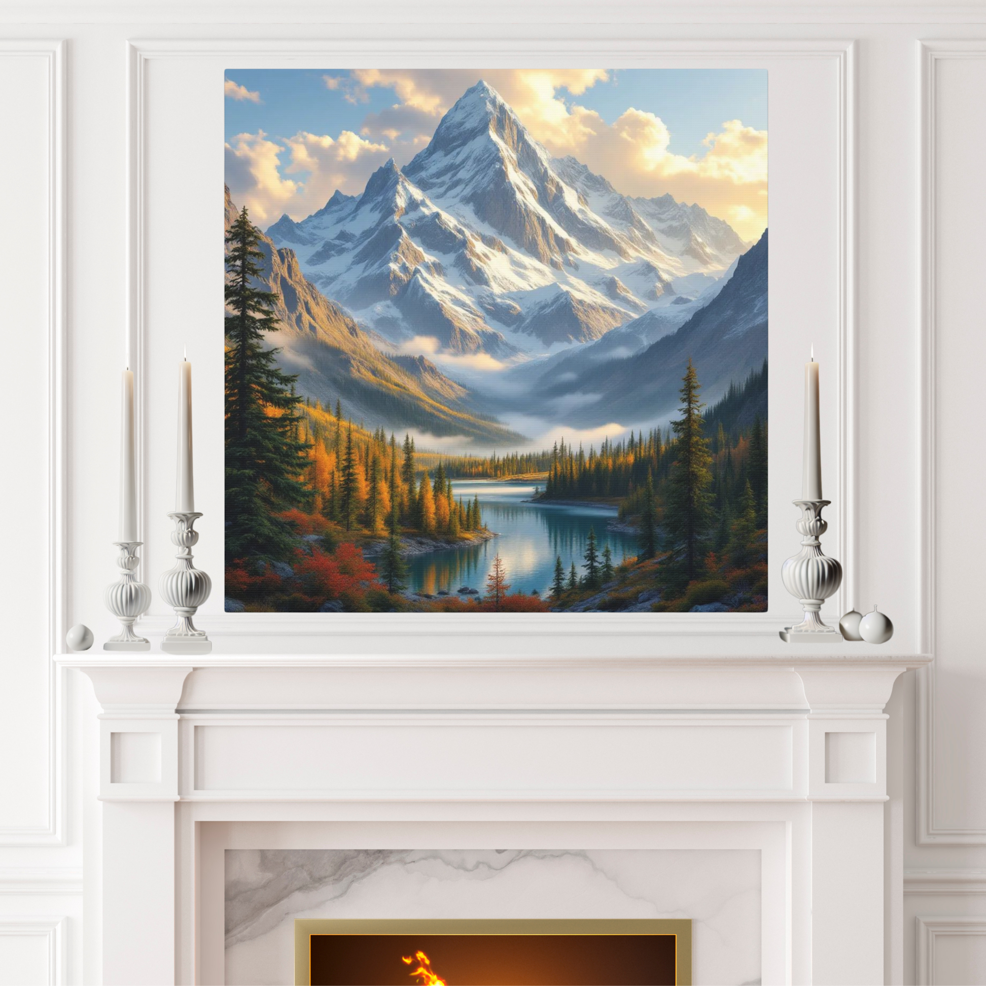 Canadian Rockies Over Autumn Lake – Nature Wall Art