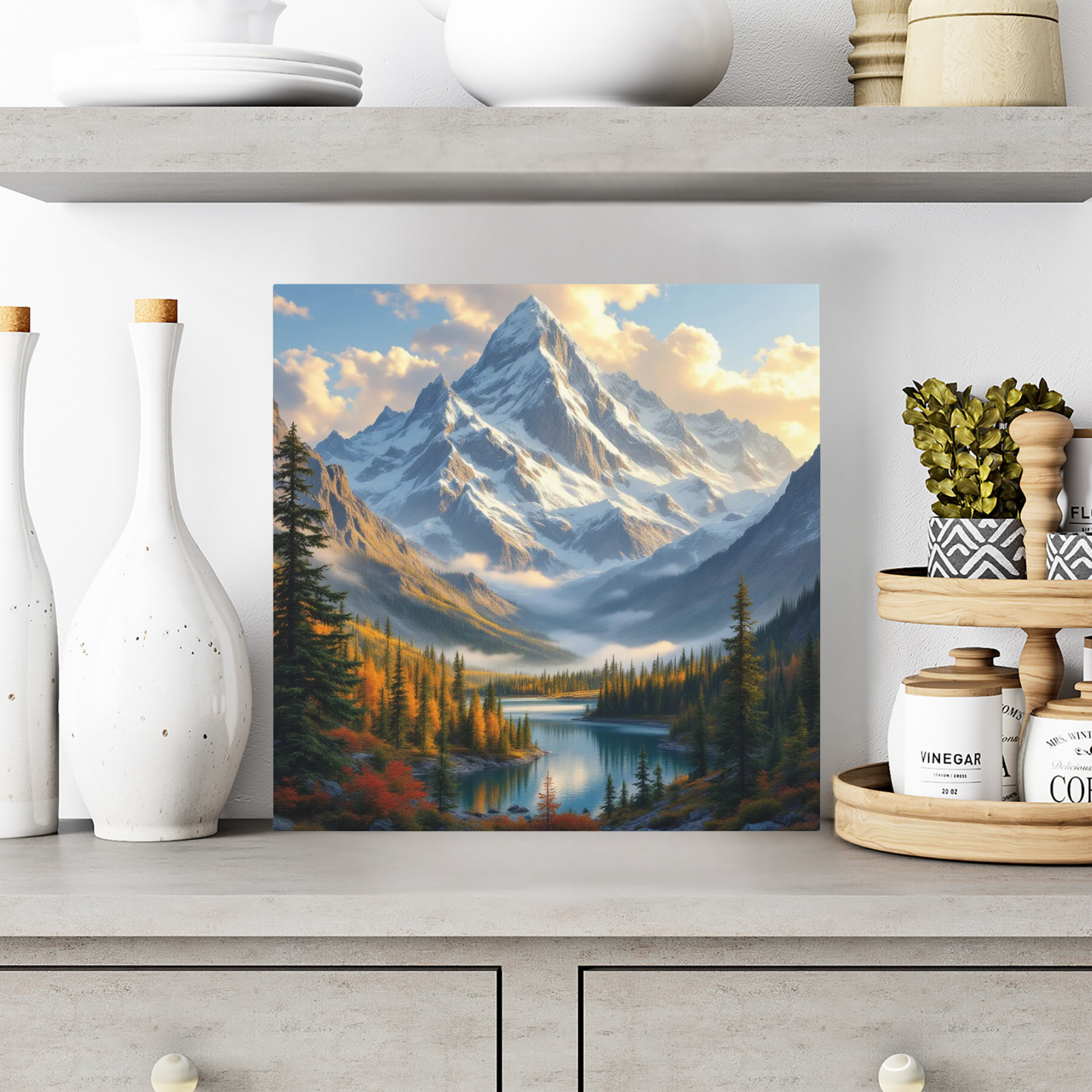 Canadian Rockies Over Autumn Lake – Nature Wall Art