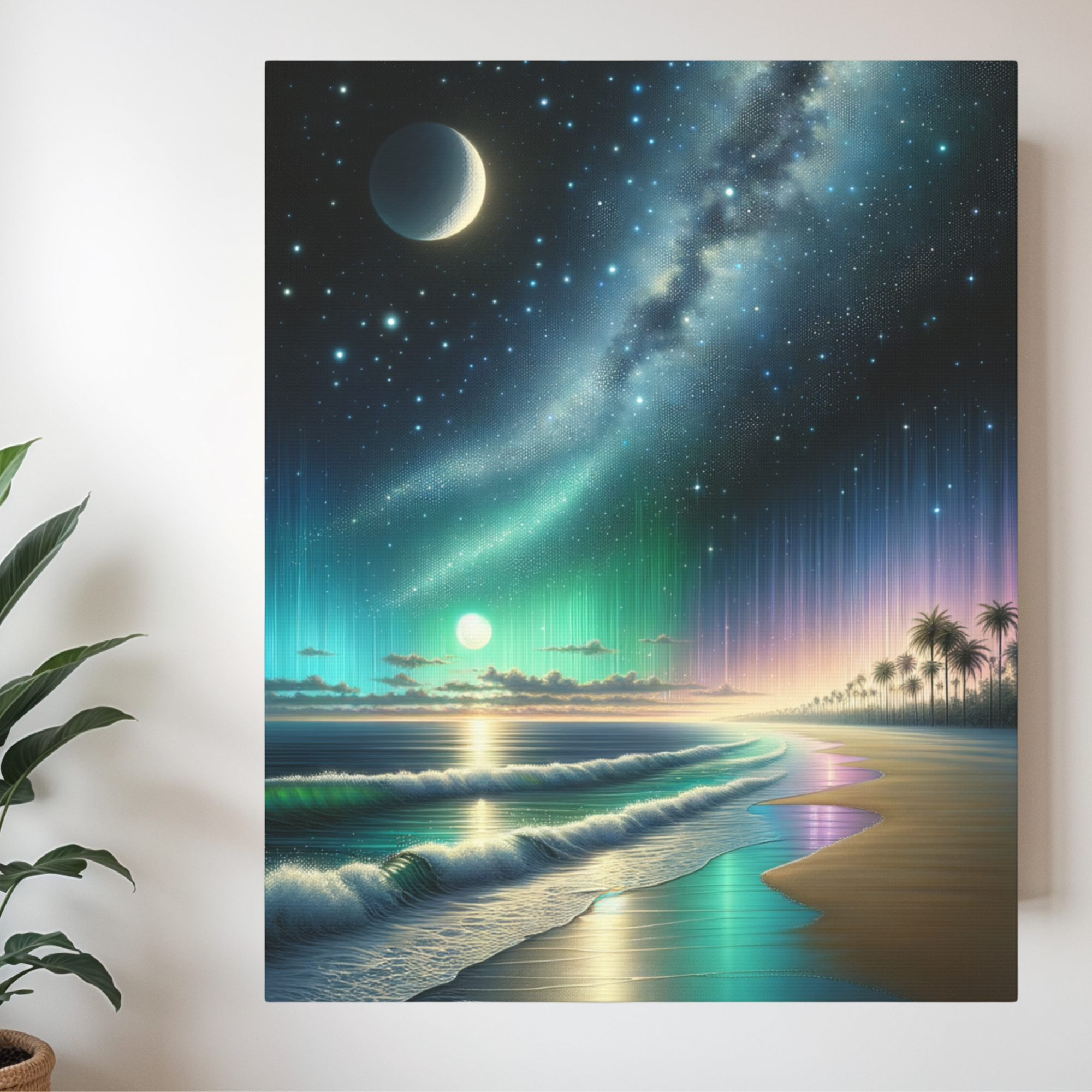 Cosmic Night Over Ocean Shoreline
