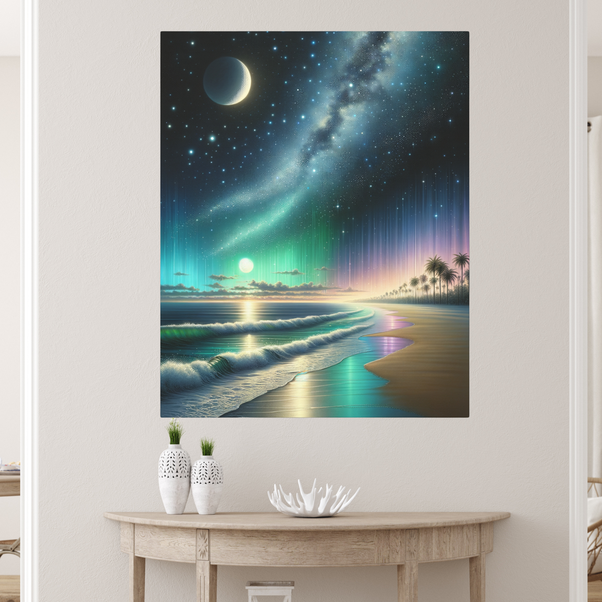 Cosmic Night Over Ocean Shoreline
