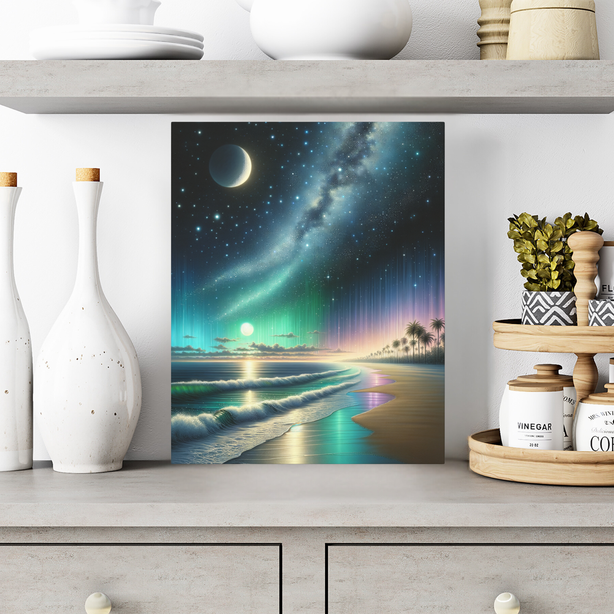 Cosmic Night Over Ocean Shoreline