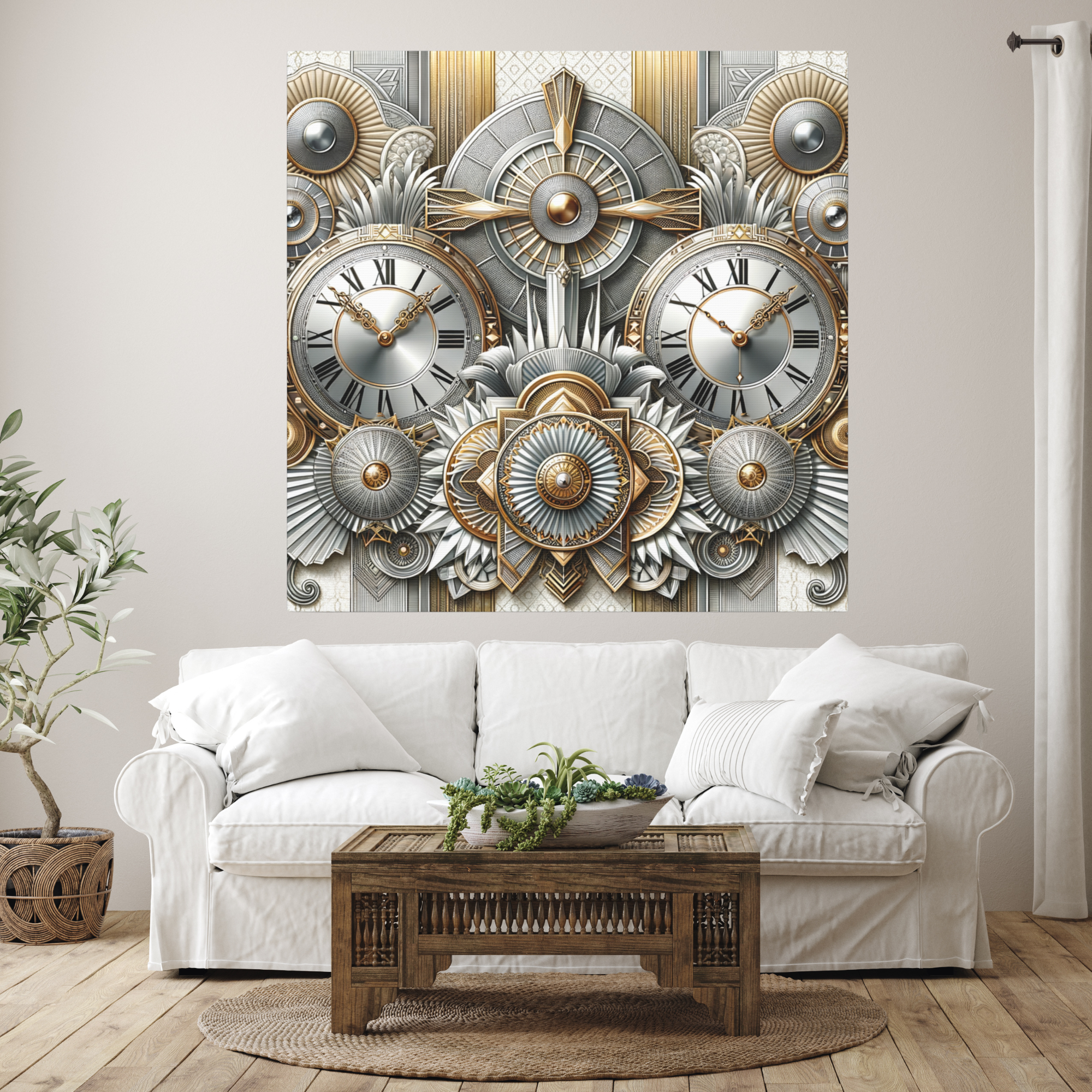 Art Deco Clock Collage in Gold and Silver Tones