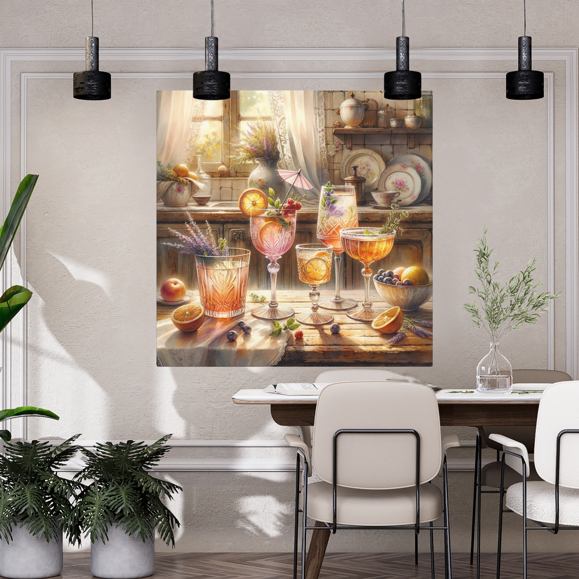 Vintage Summer Cocktails on Rustic French Counter