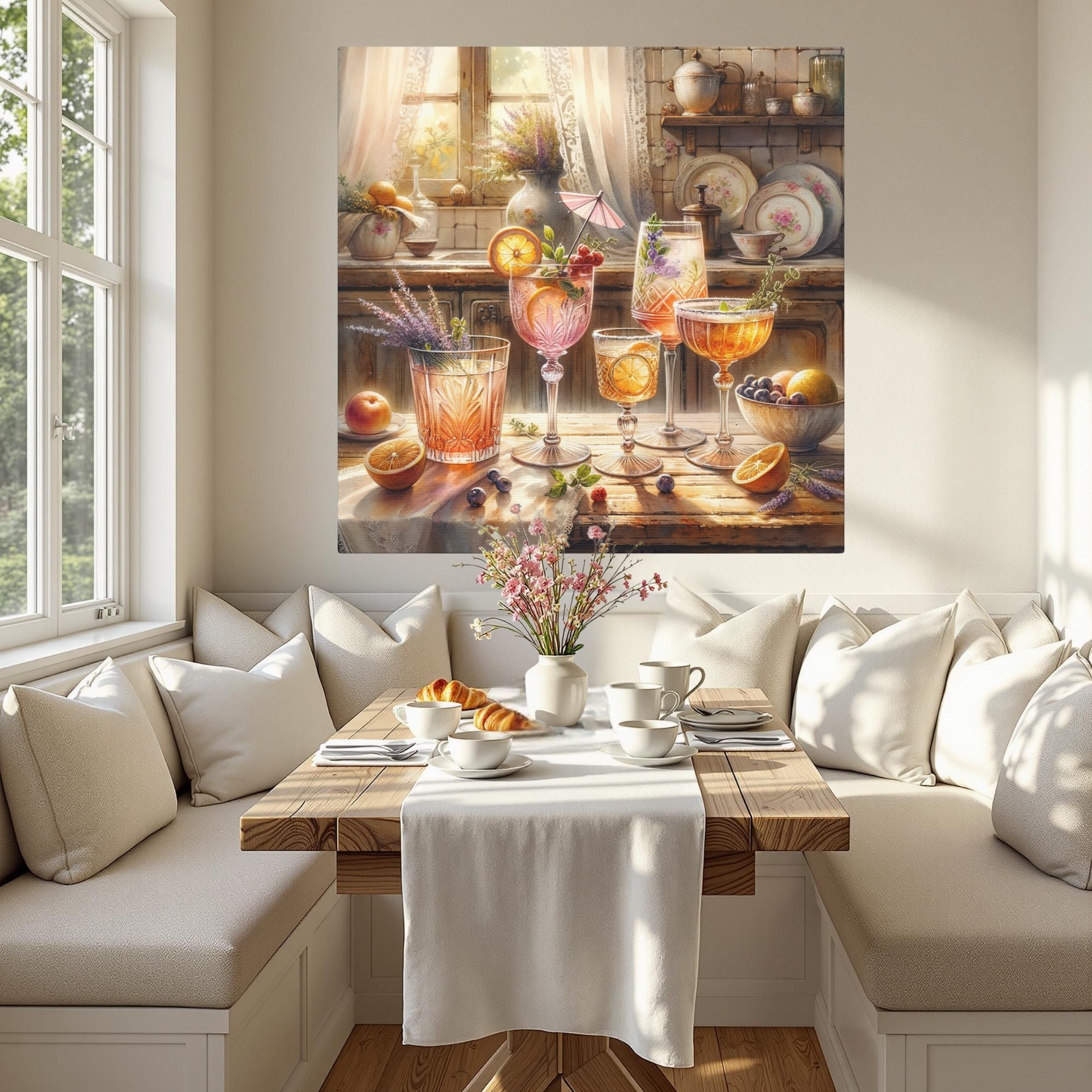 Vintage Summer Cocktails on Rustic French Counter