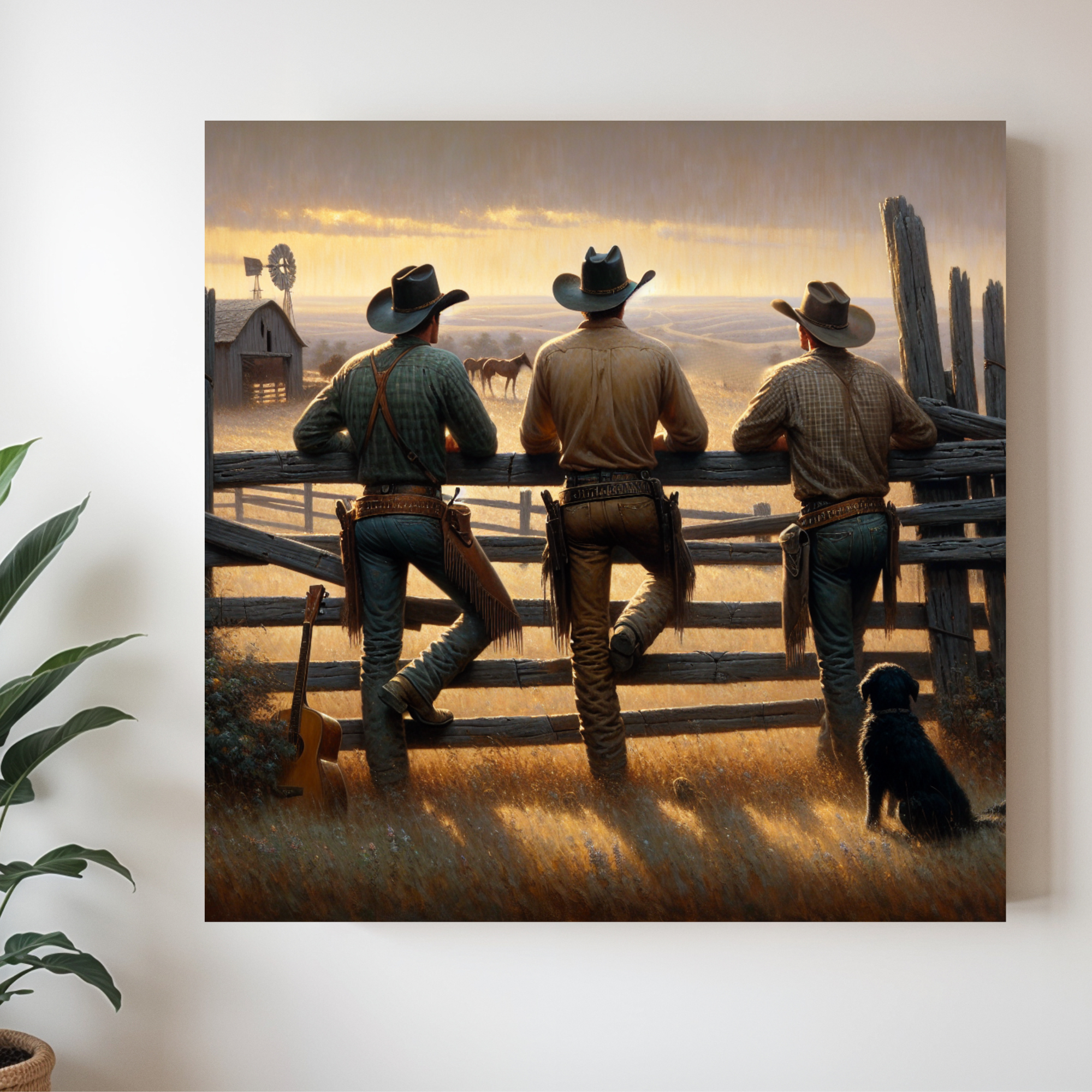 Three Cowboys Watching the Range – Western Country Wall Art