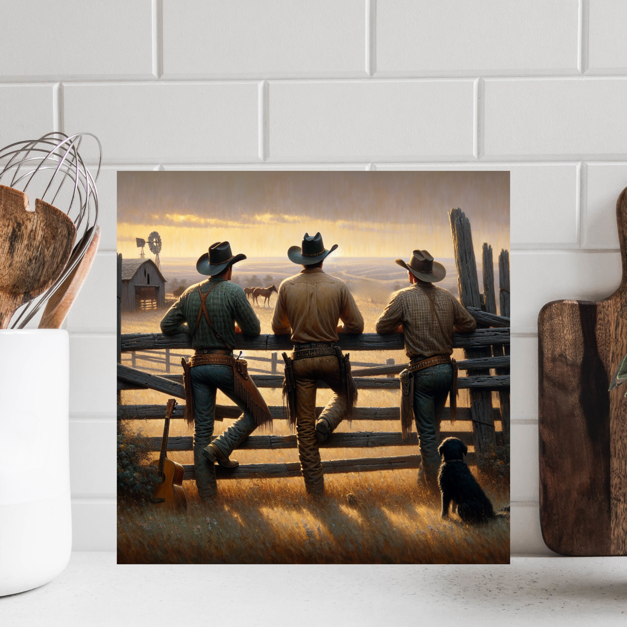 Three Cowboys Watching the Range – Western Country Wall Art