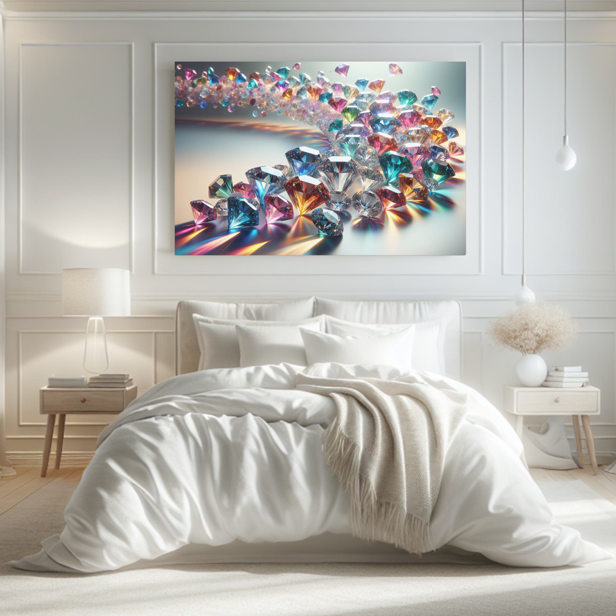 Radiant Cascade of Gems – Colorful Diamond Wall Art