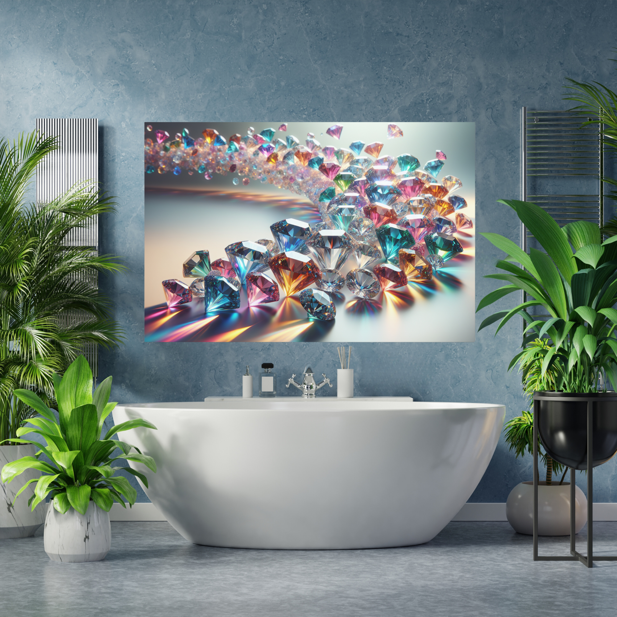Radiant Cascade of Gems – Colorful Diamond Wall Art