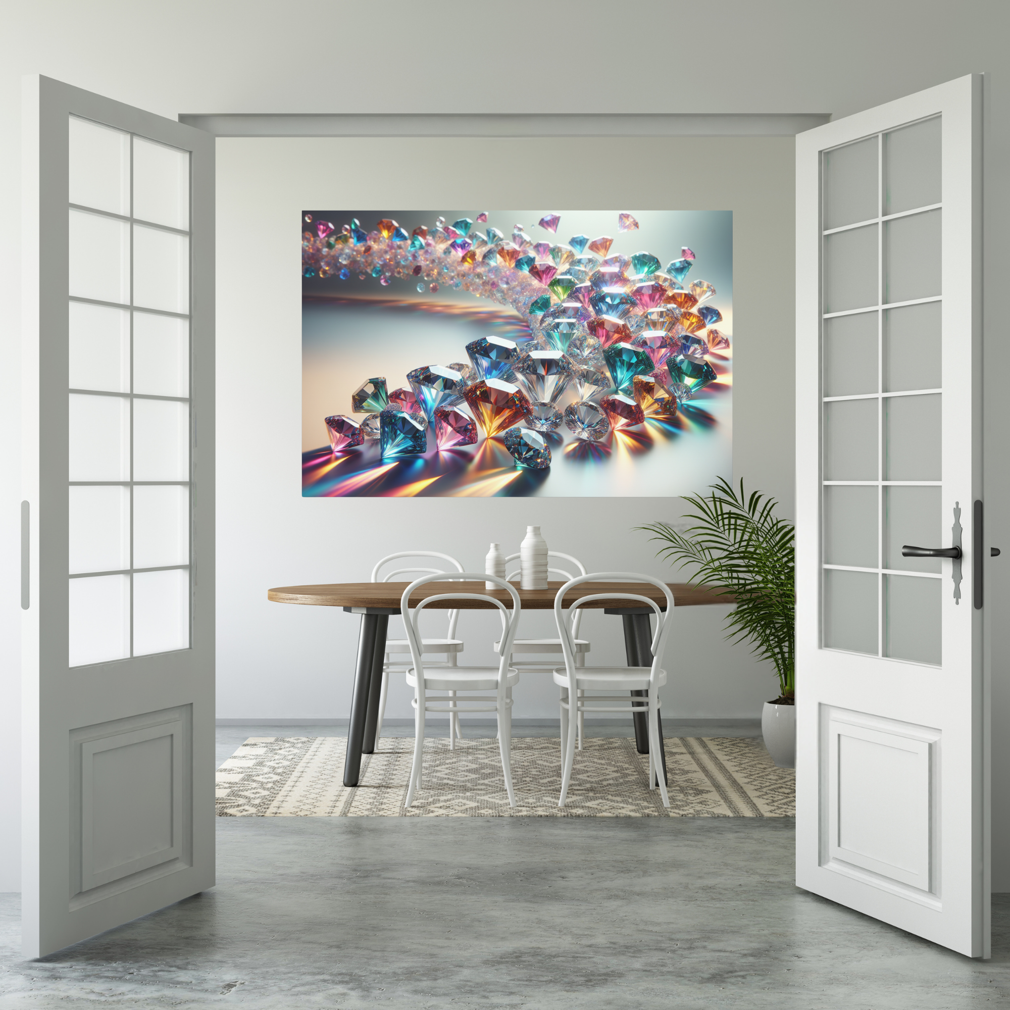 Radiant Cascade of Gems – Colorful Diamond Wall Art
