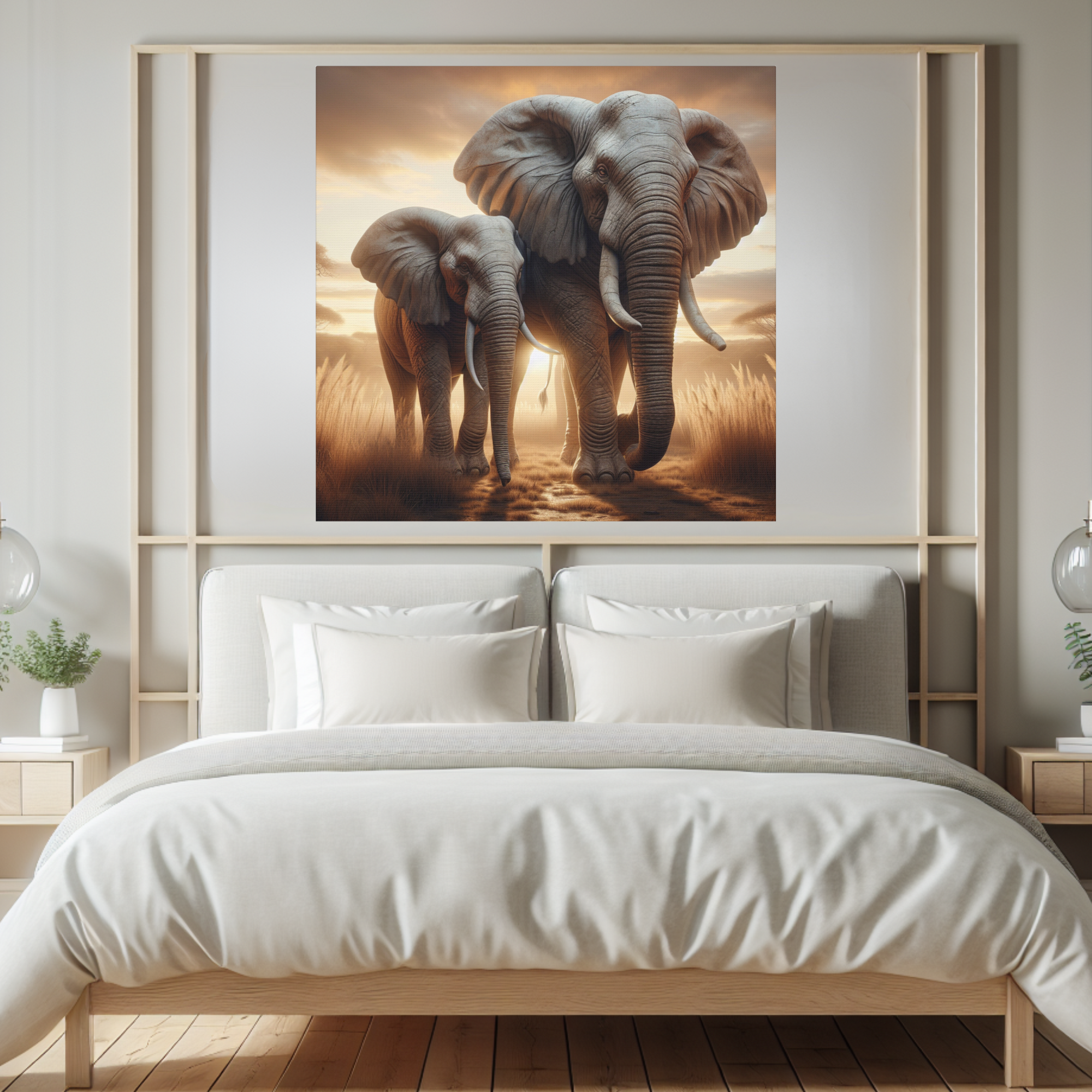 Elephant Wall Art – Majestic Safari Sunset Duo