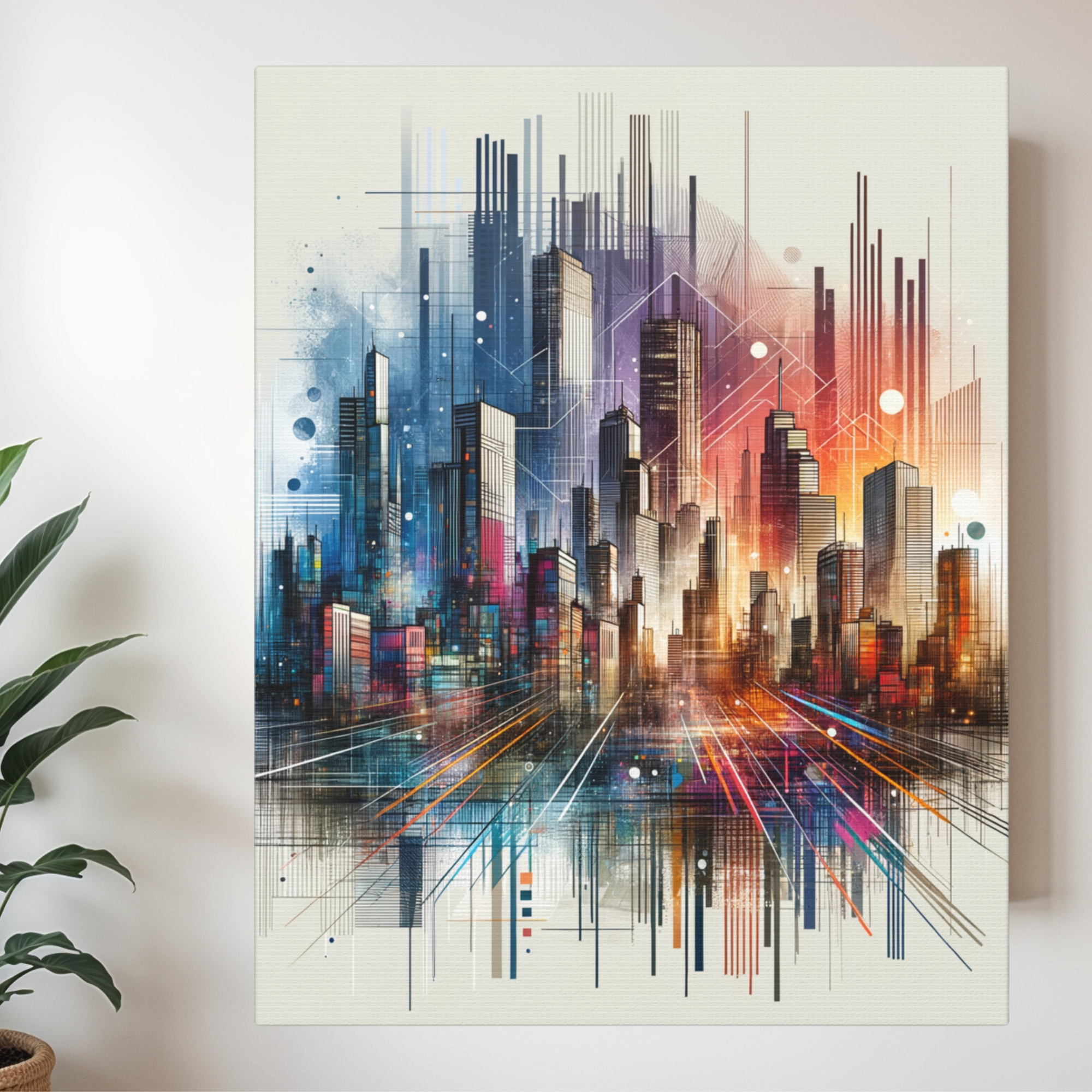 Colorful Abstract Cityscape – Modern Skyline Wall Art
