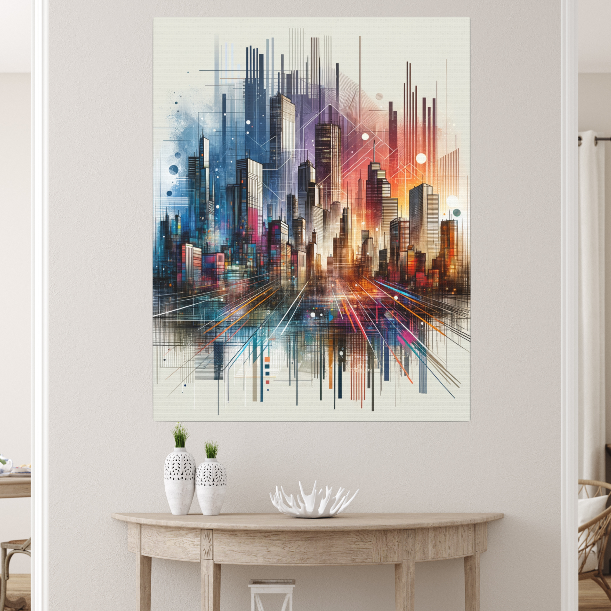 Colorful Abstract Cityscape – Modern Skyline Wall Art