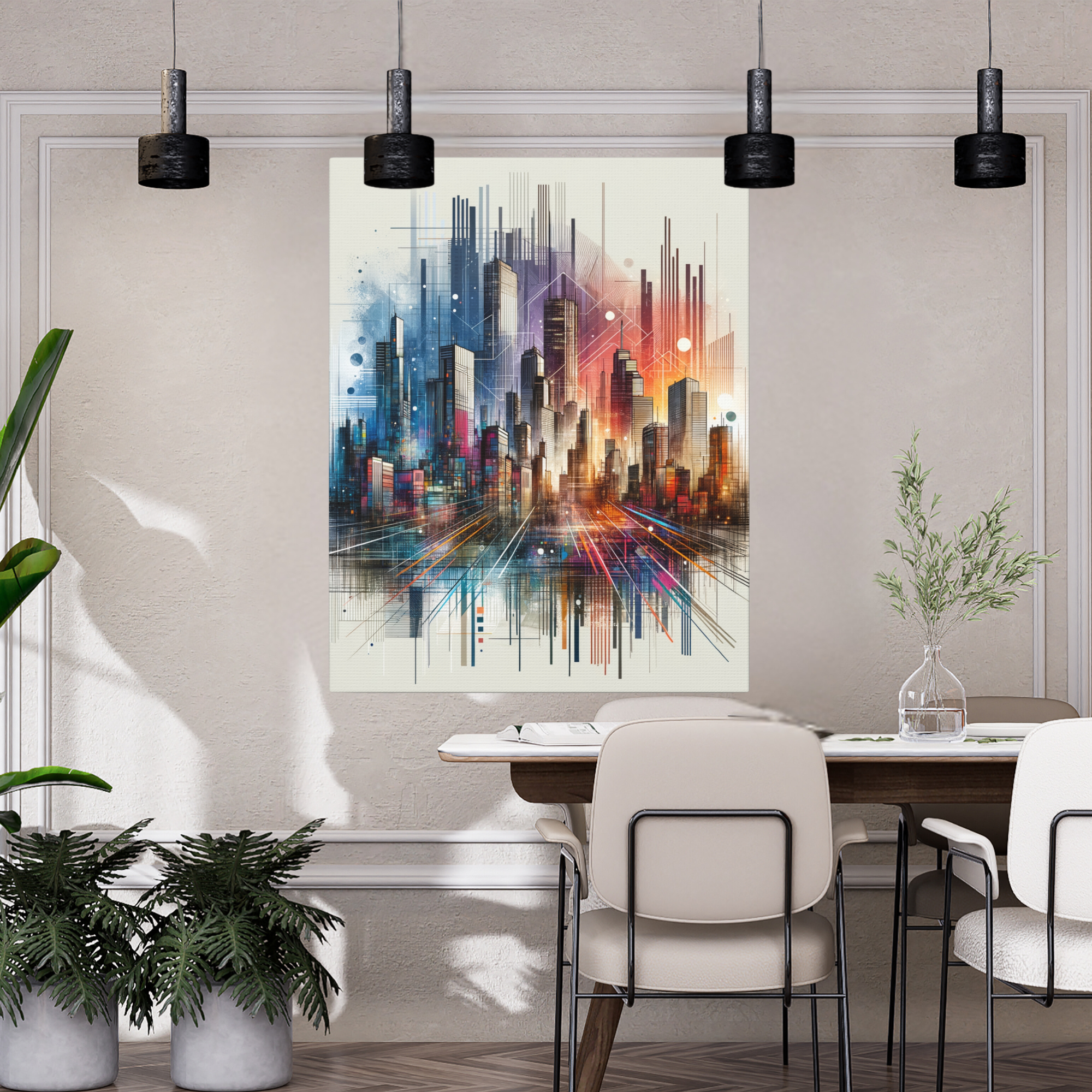 Colorful Abstract Cityscape – Modern Skyline Wall Art