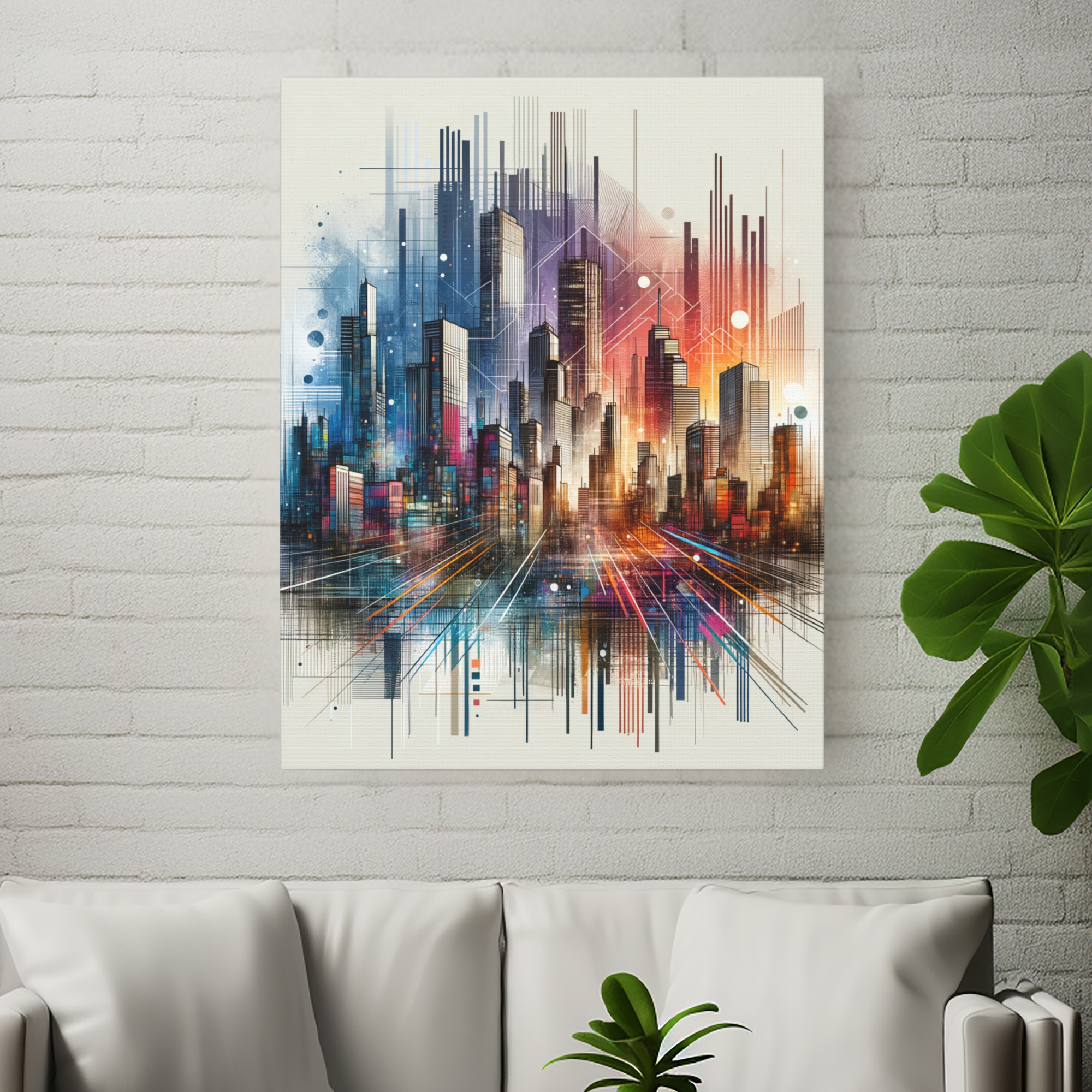 Colorful Abstract Cityscape – Modern Skyline Wall Art
