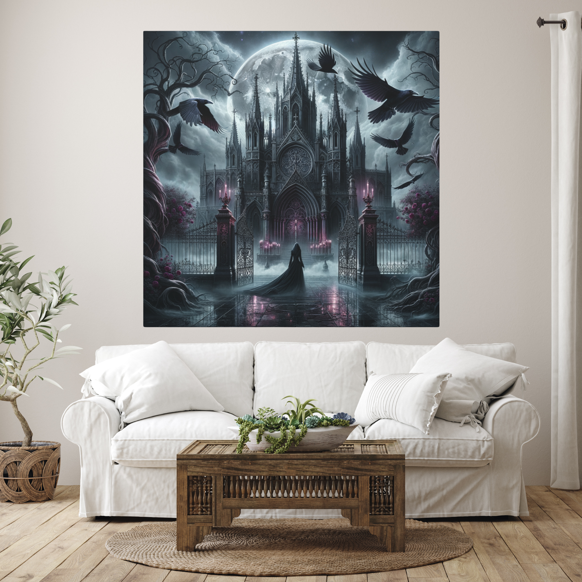 Gothic Cathedral at Moonlight – Dark Fantasy Wall Art