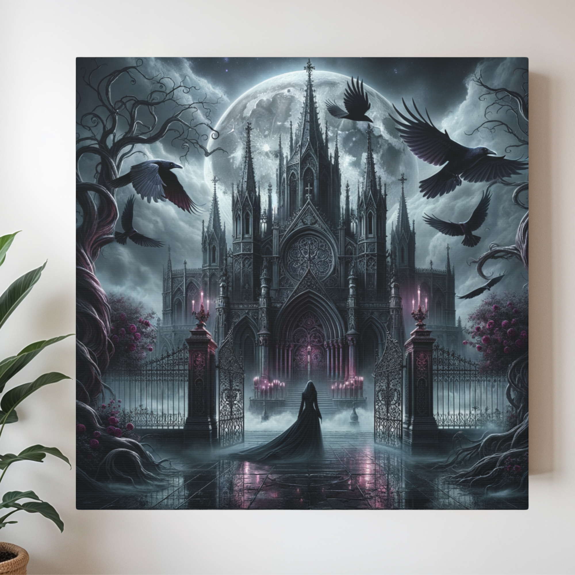 Gothic Cathedral at Moonlight – Dark Fantasy Wall Art