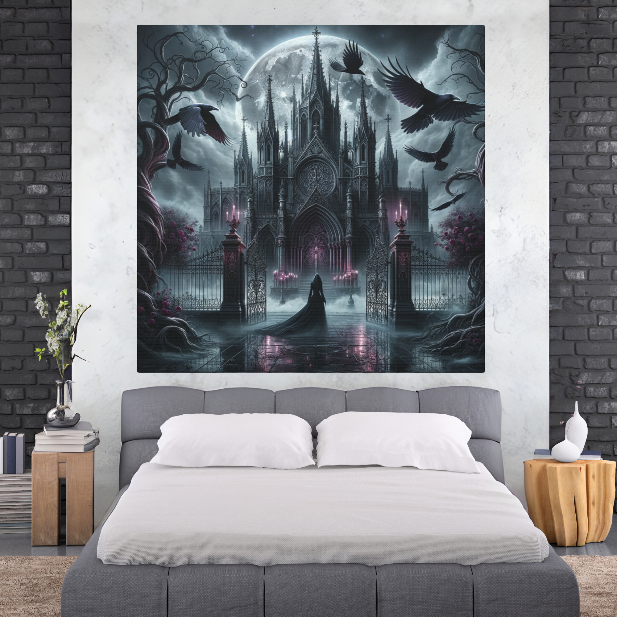 Gothic Cathedral at Moonlight – Dark Fantasy Wall Art
