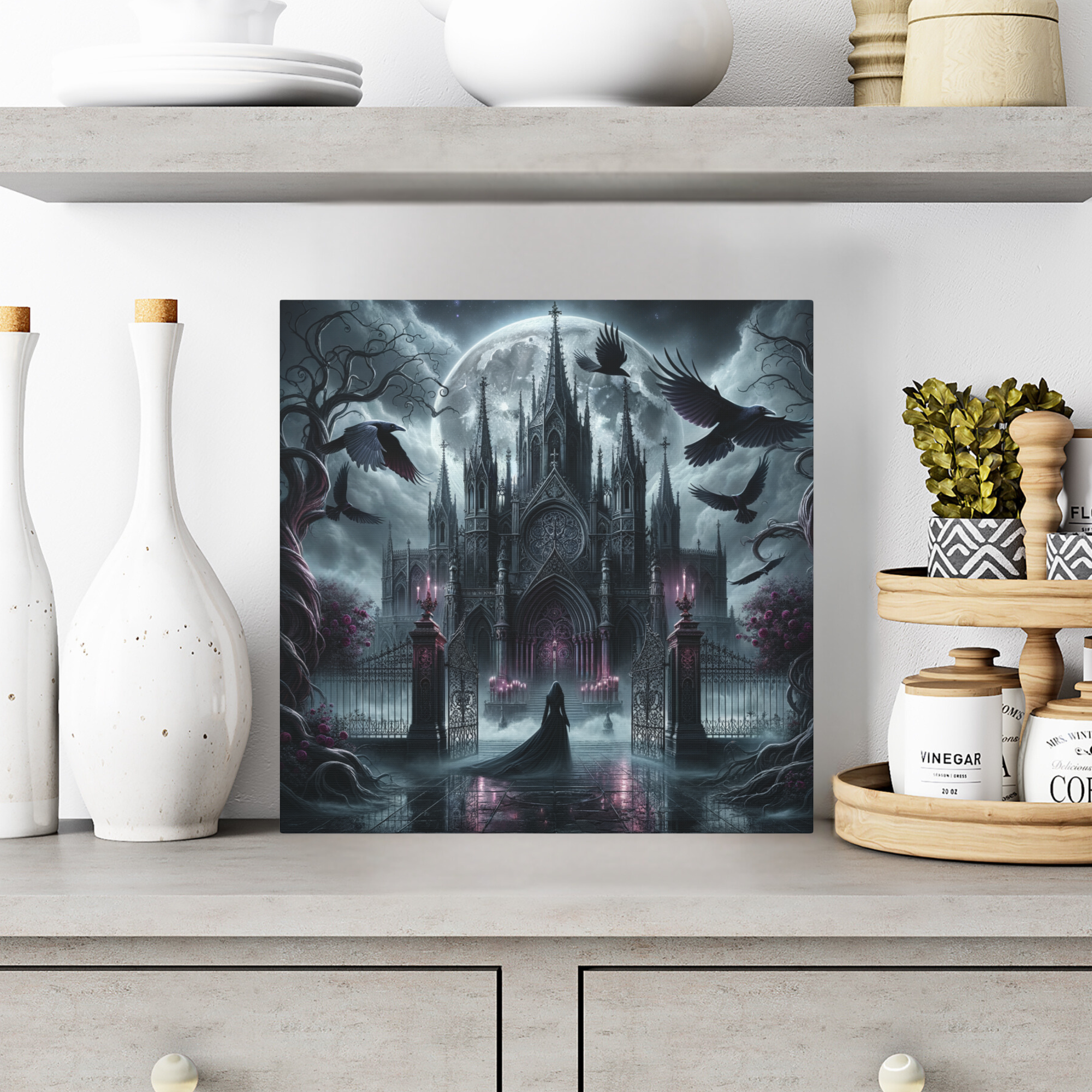 Gothic Cathedral at Moonlight – Dark Fantasy Wall Art