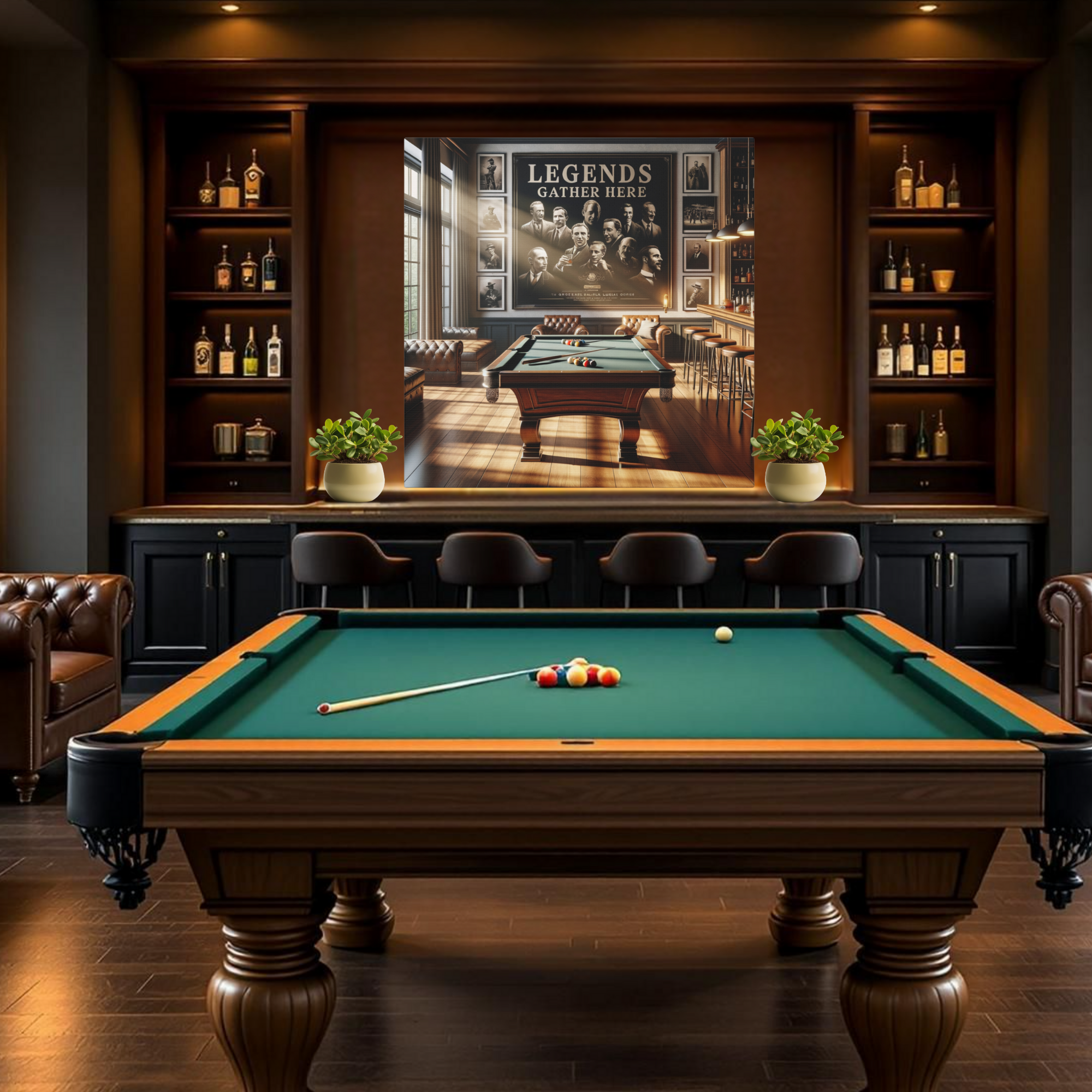 Legends Gather Here Wall Art – Vintage Billiards Room Decor