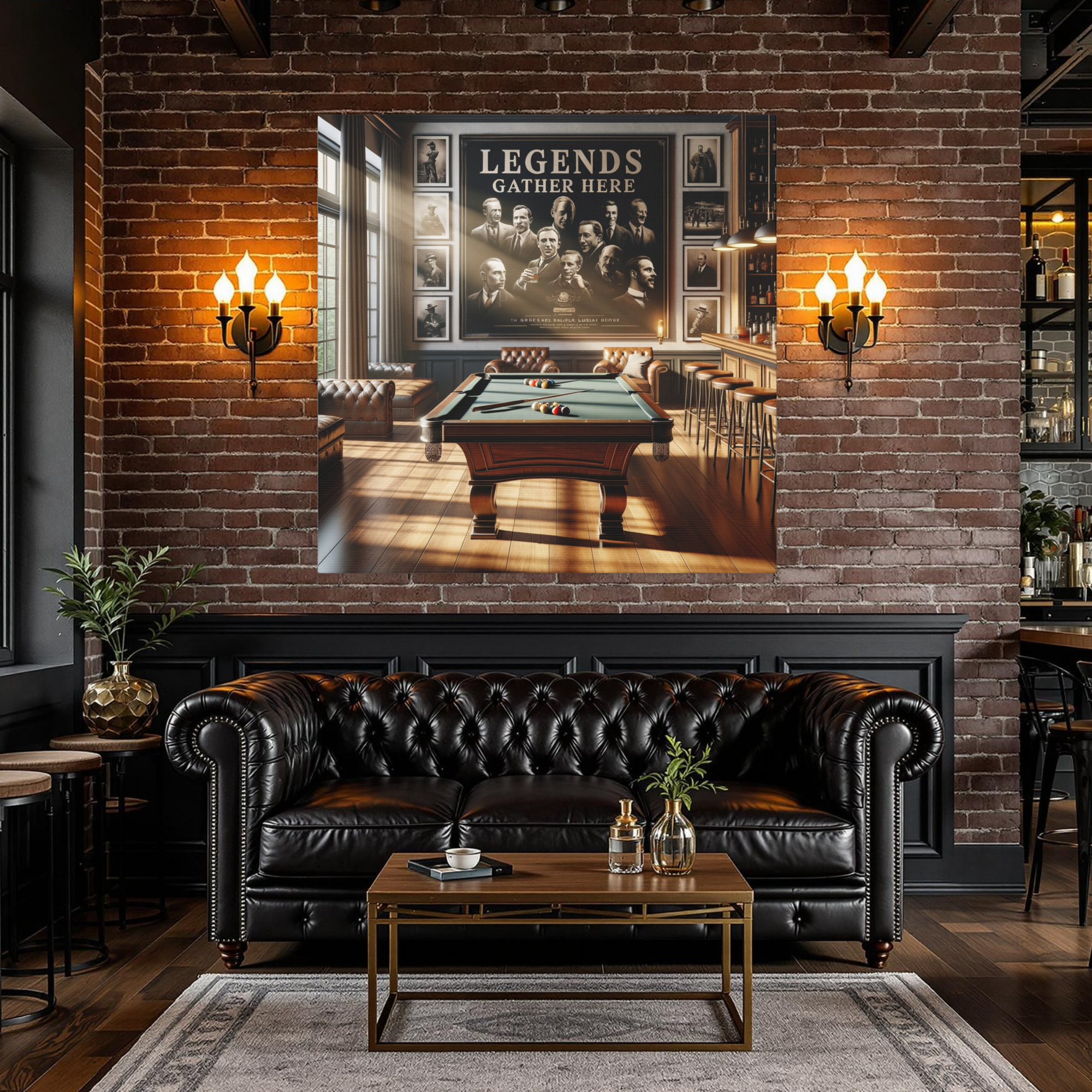 Legends Gather Here Wall Art – Vintage Billiards Room Decor