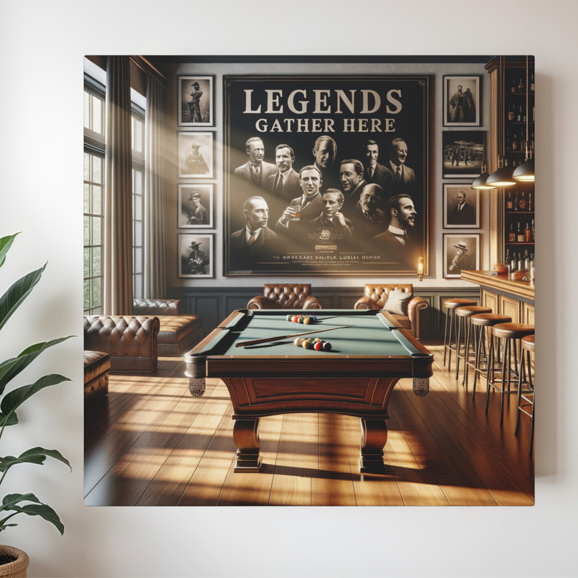 Legends Gather Here Wall Art – Vintage Billiards Room Decor
