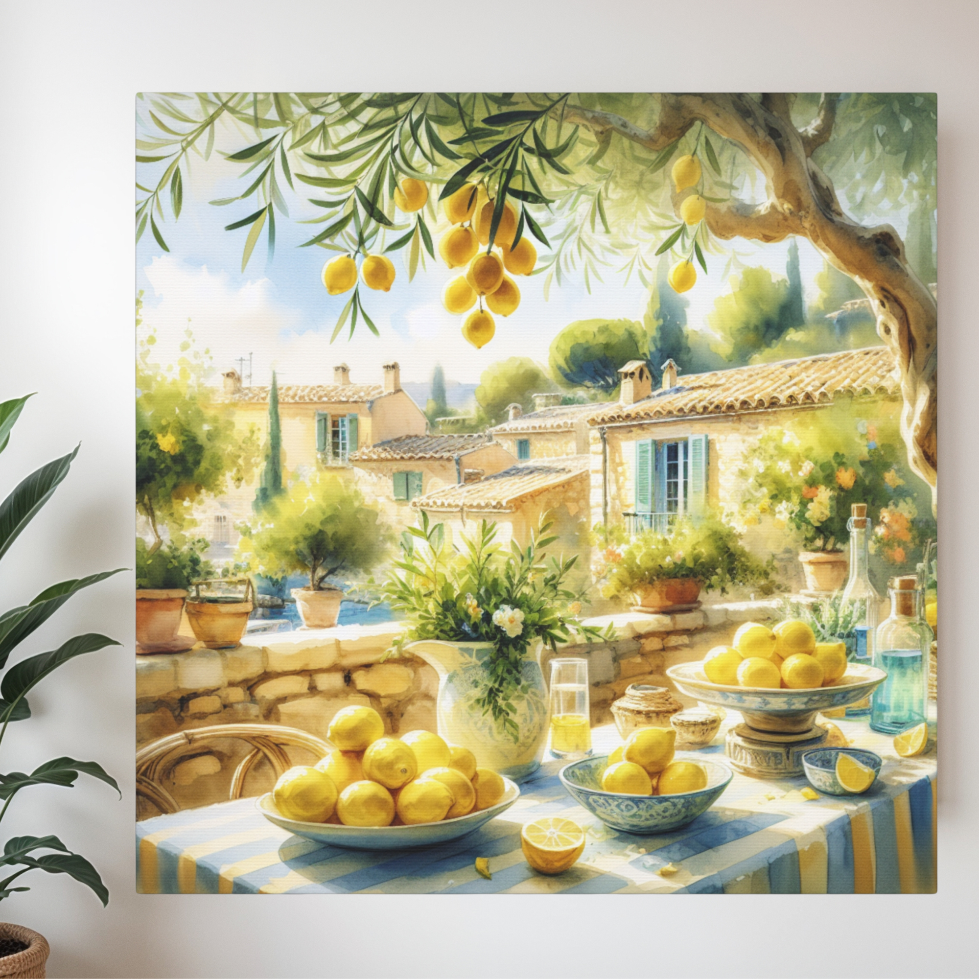 Lemon Grove Terrace With Sunlit Rooftops – Mediterranean Wall Art