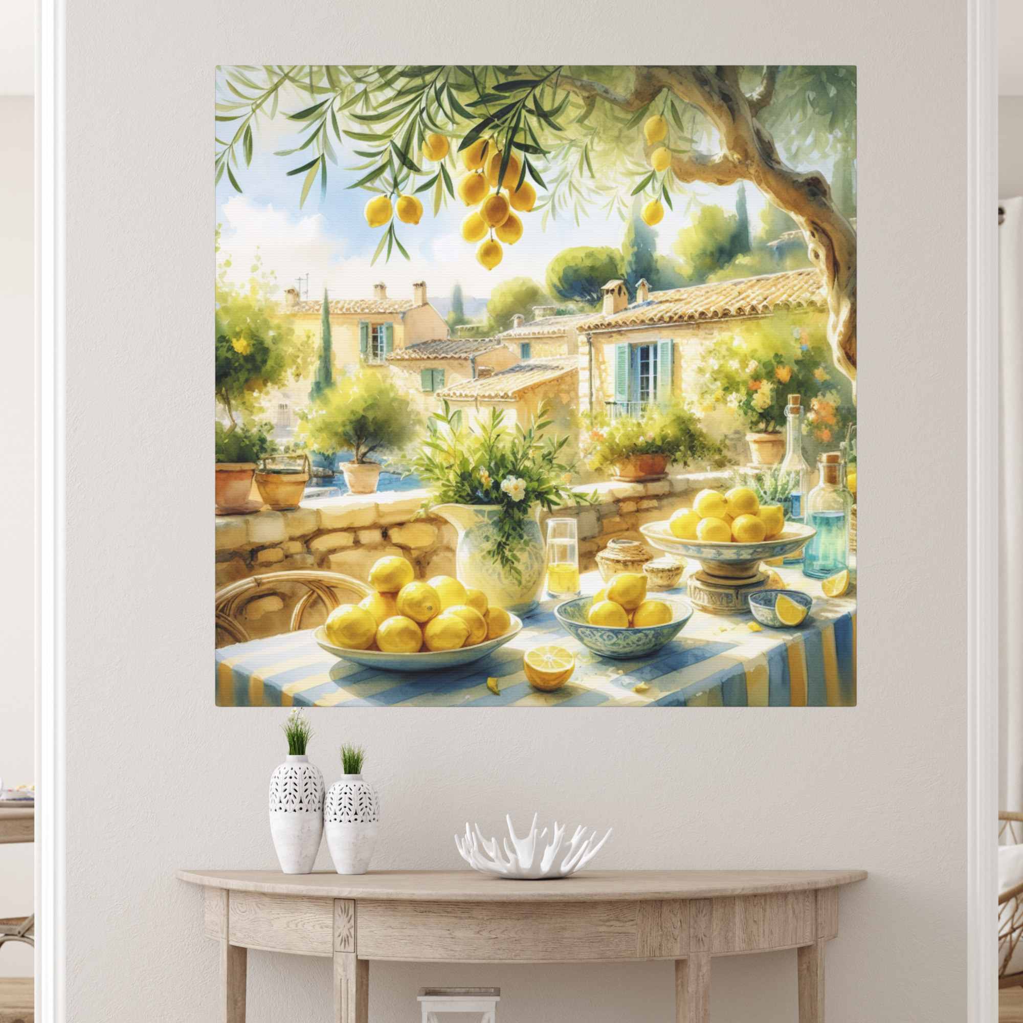 Lemon Grove Terrace With Sunlit Rooftops – Mediterranean Wall Art