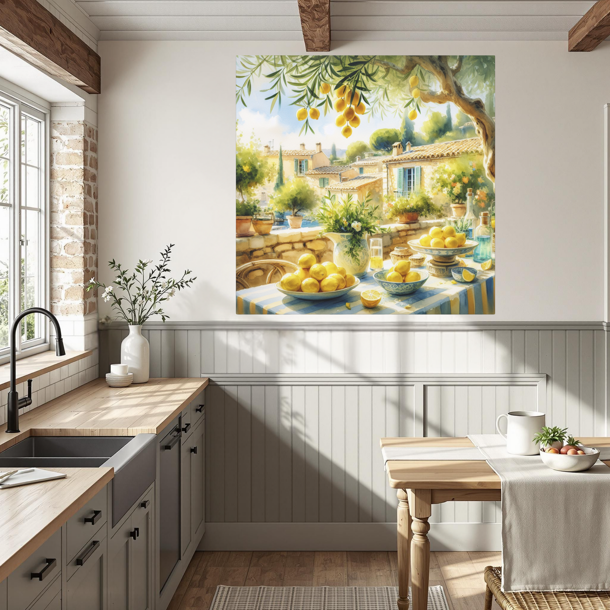 Lemon Grove Terrace With Sunlit Rooftops – Mediterranean Wall Art