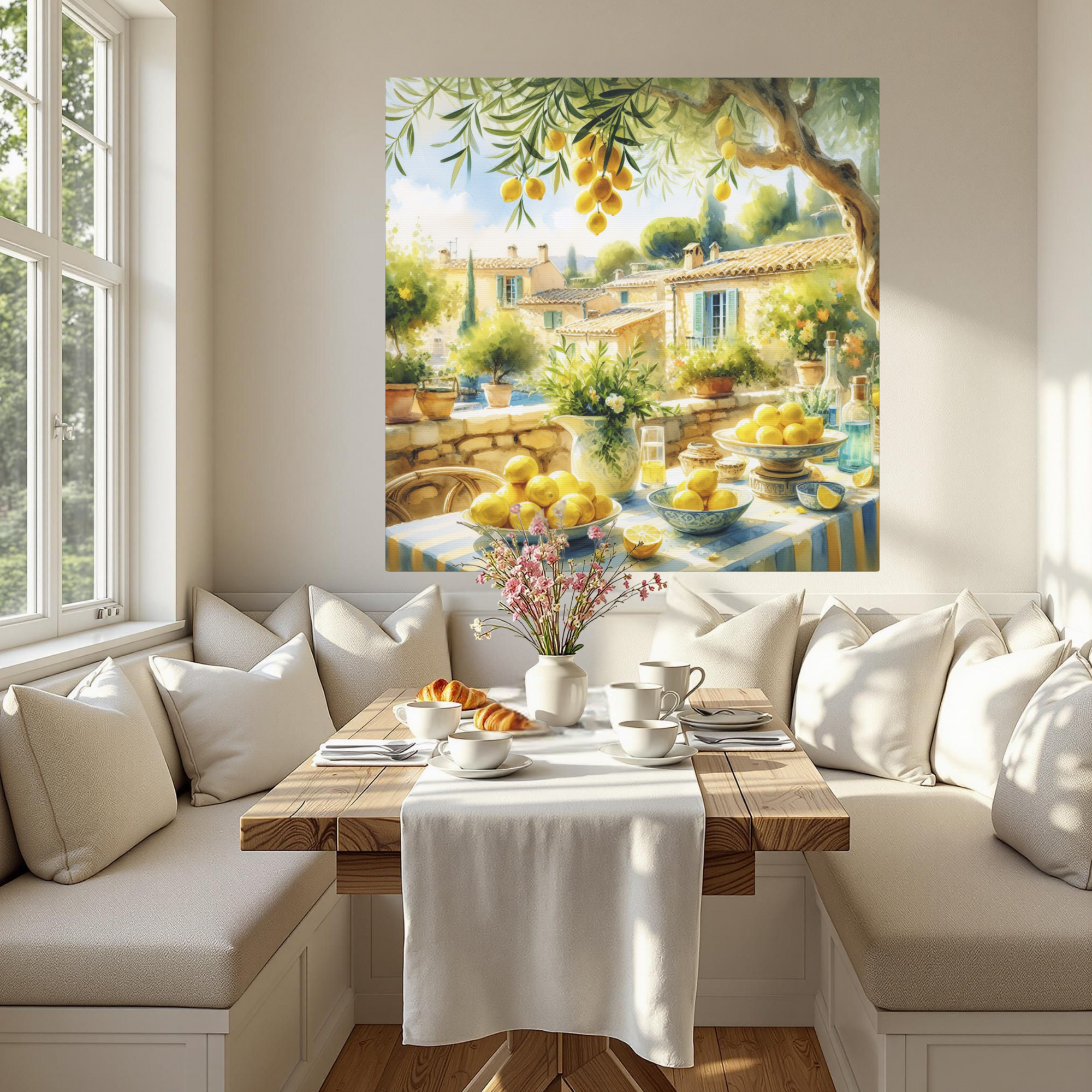 Lemon Grove Terrace With Sunlit Rooftops – Mediterranean Wall Art