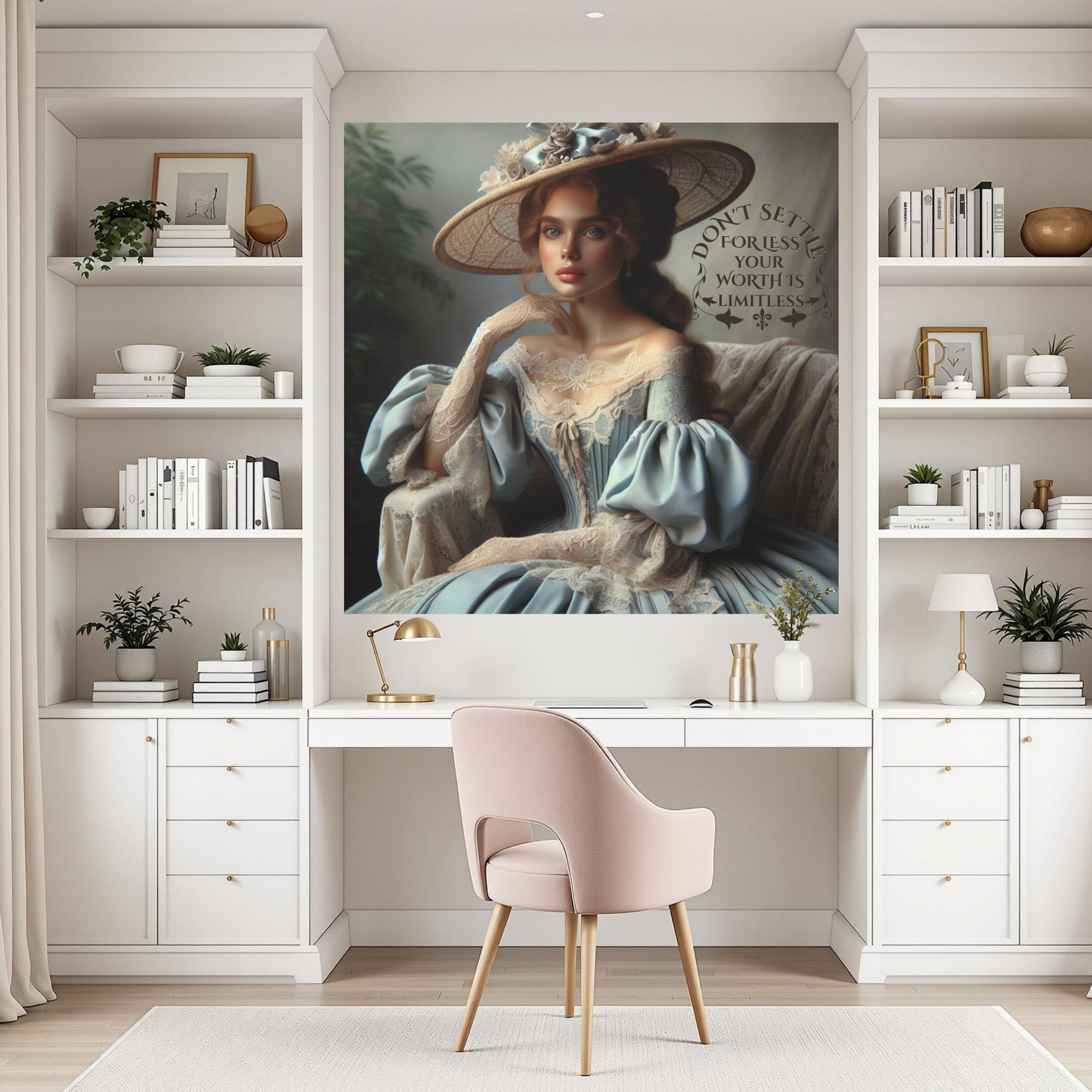 Victorian Lady With Lace Gloves and Hat – Feminine Motivational Wall Art