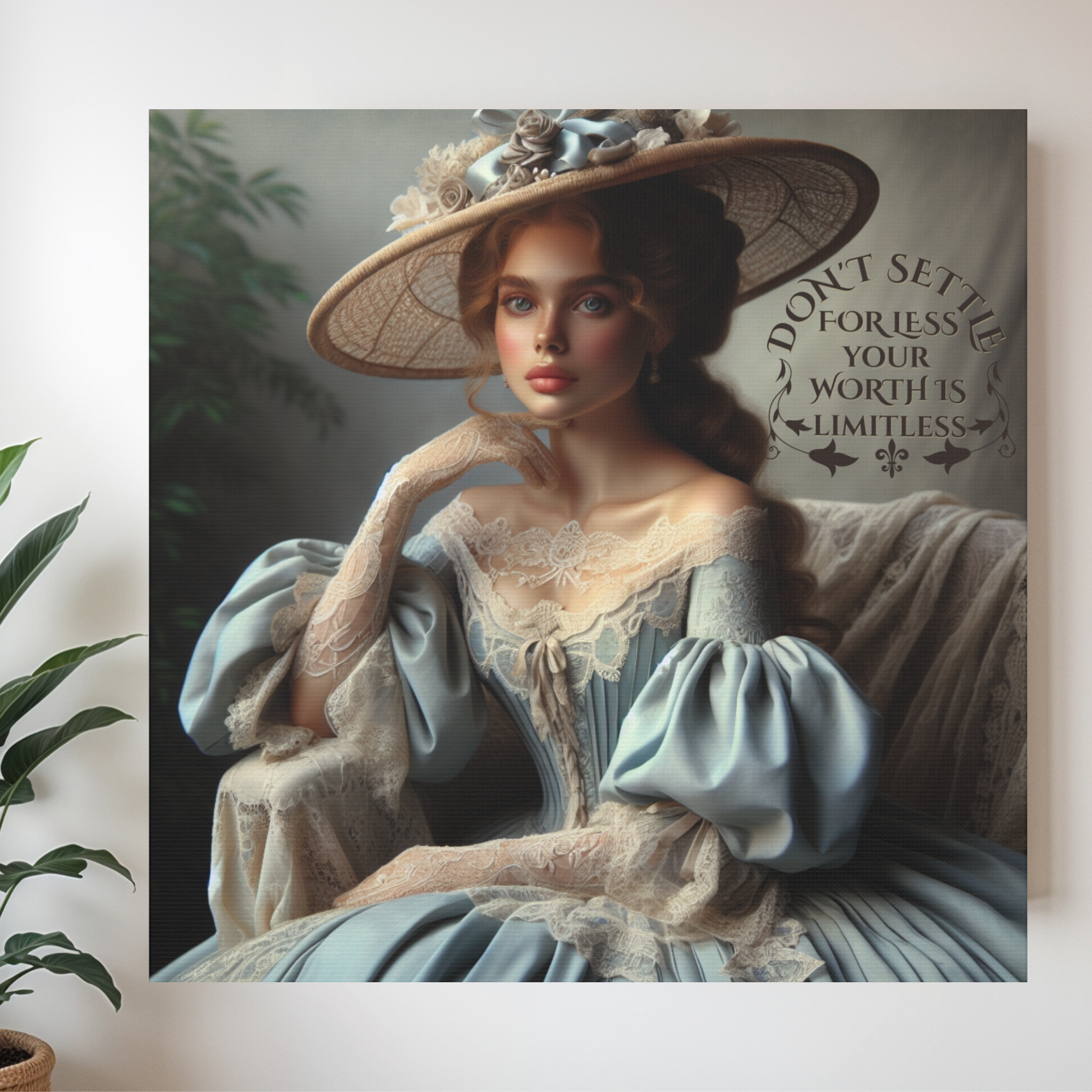 Victorian Lady With Lace Gloves and Hat – Feminine Motivational Wall Art