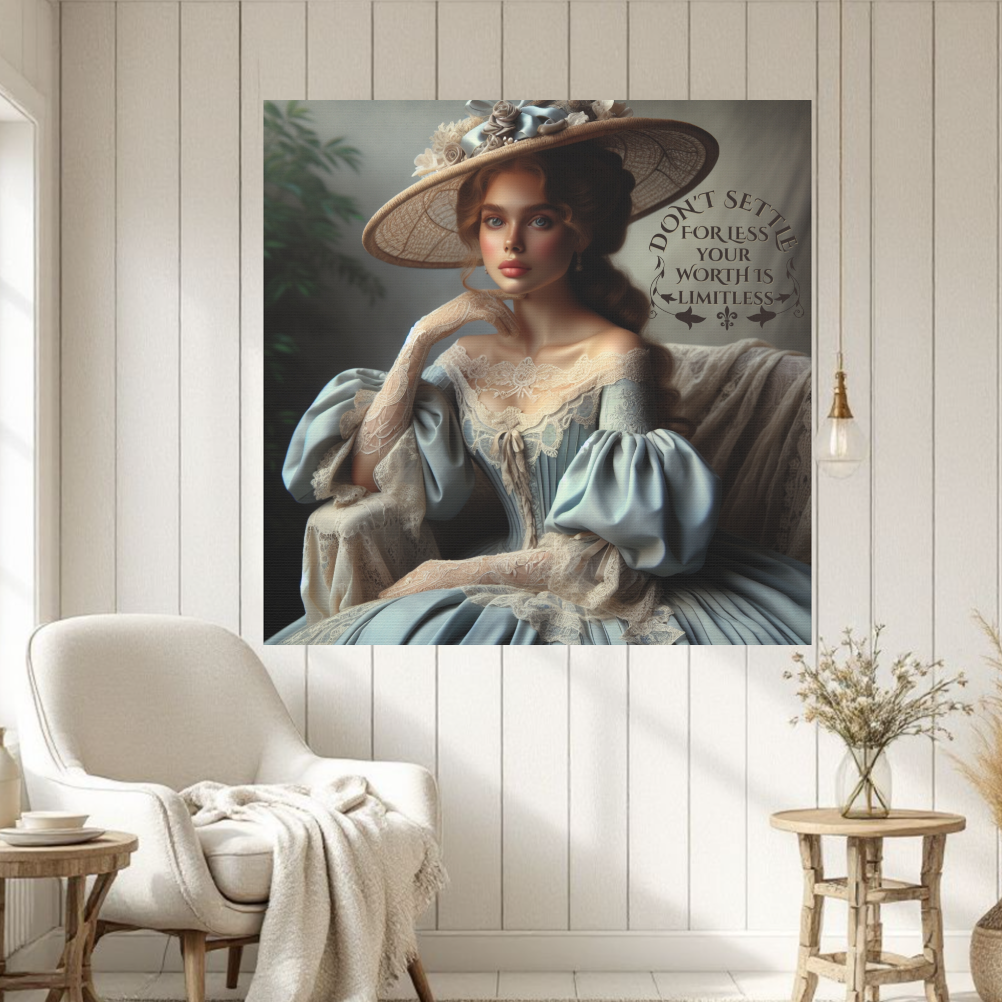 Victorian Lady With Lace Gloves and Hat – Feminine Motivational Wall Art