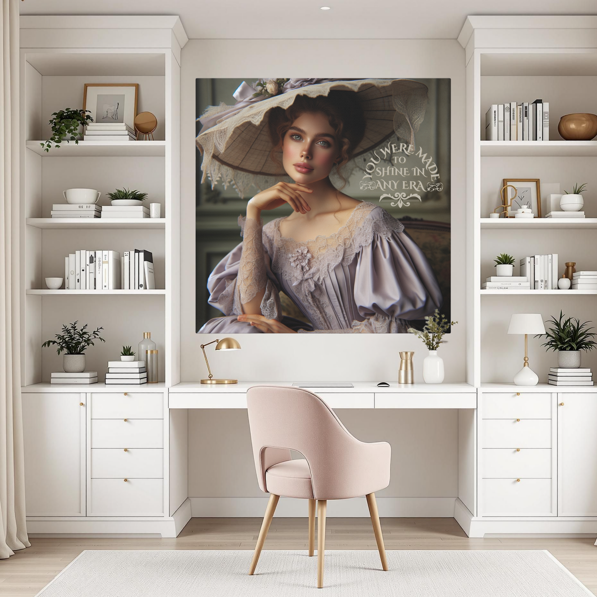 Victorian Lady in Lavender With Inspirational Quote – Elegant Wall Art
