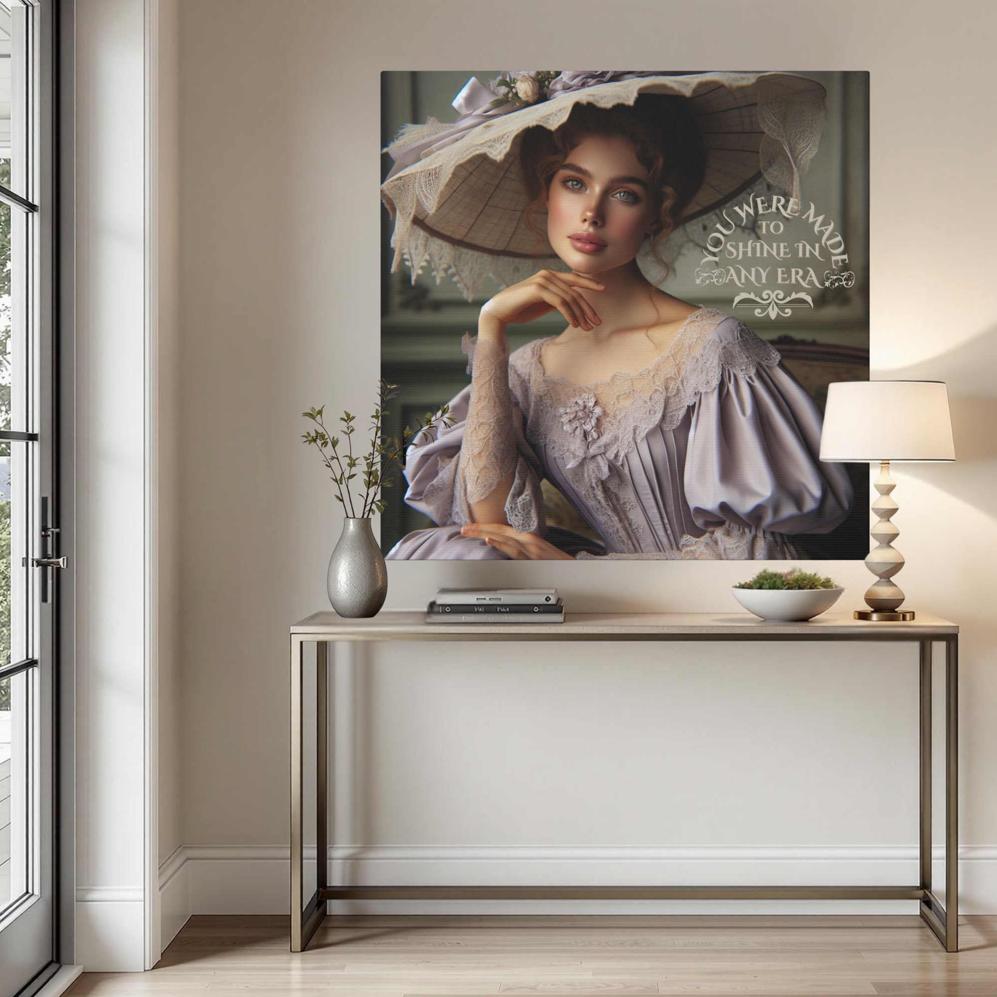 Victorian Lady in Lavender With Inspirational Quote – Elegant Wall Art
