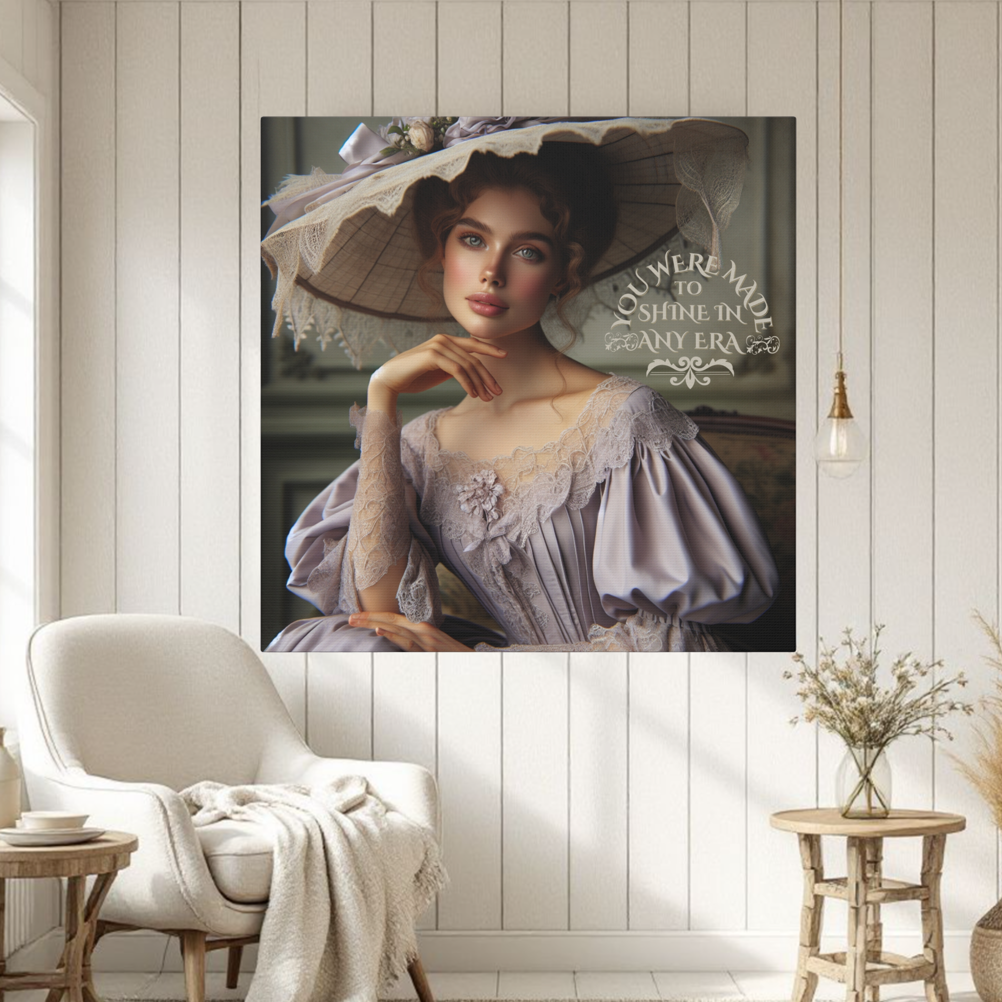 Victorian Lady in Lavender With Inspirational Quote – Elegant Wall Art