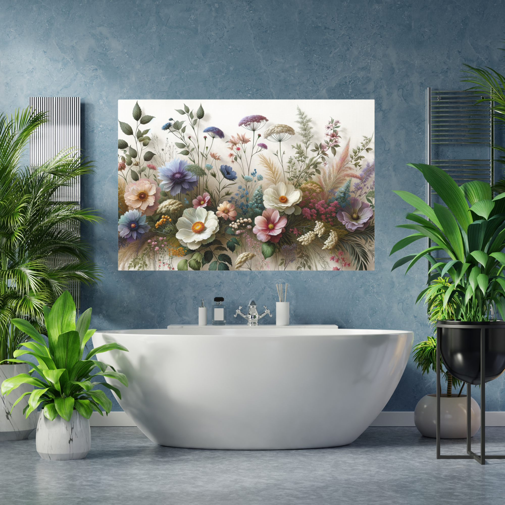 Elegant Pastel Wildflowers in Bloom – Cottage Garden Floral Wall Art