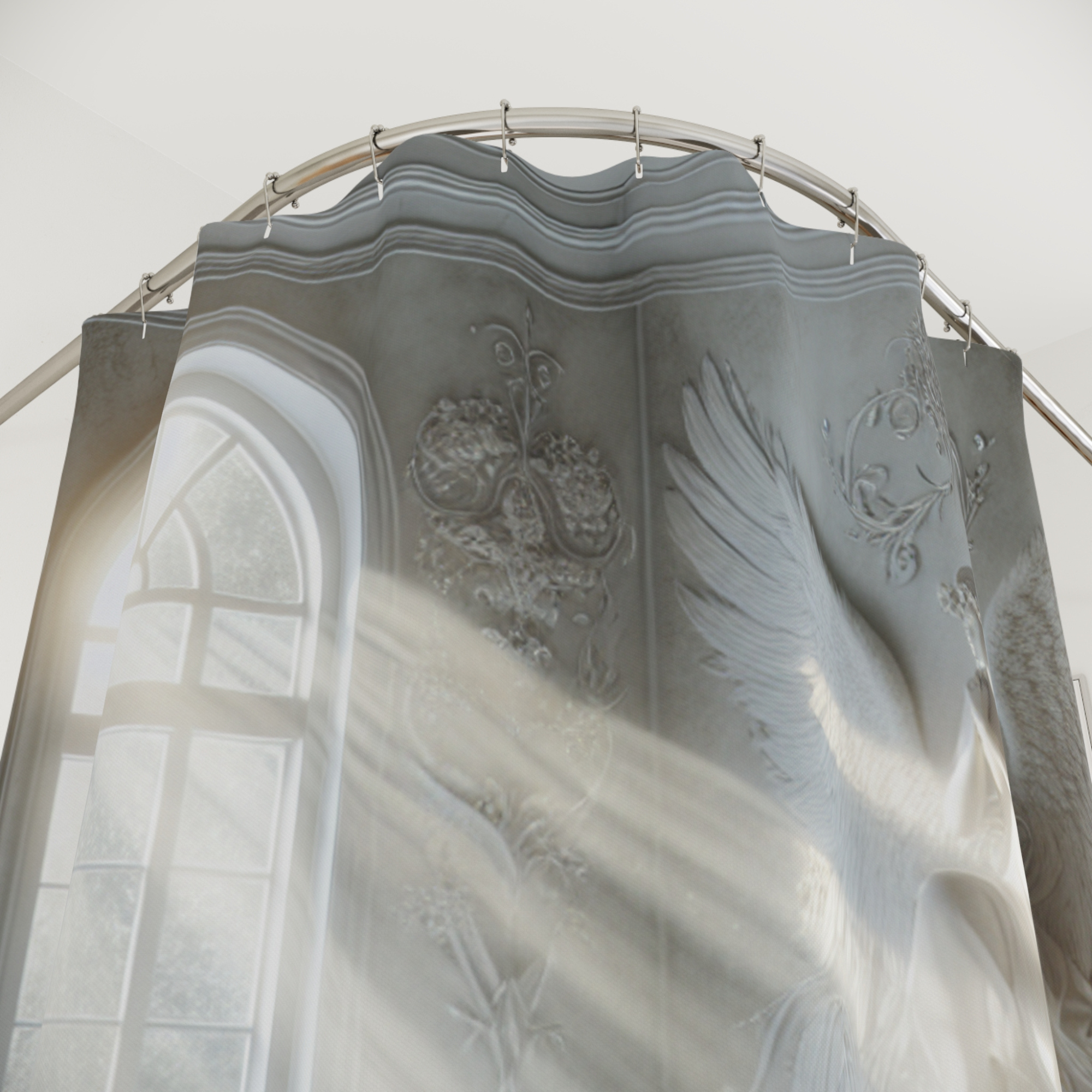 Elegant Angel Bathroom With Vintage Tub – Ethereal Shower Curtain