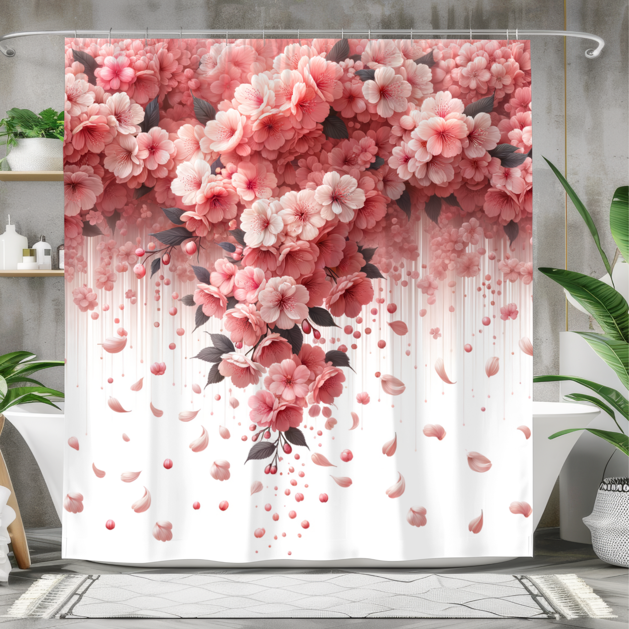 Cascading Cherry Blossoms – Pink Floral Shower Curtain