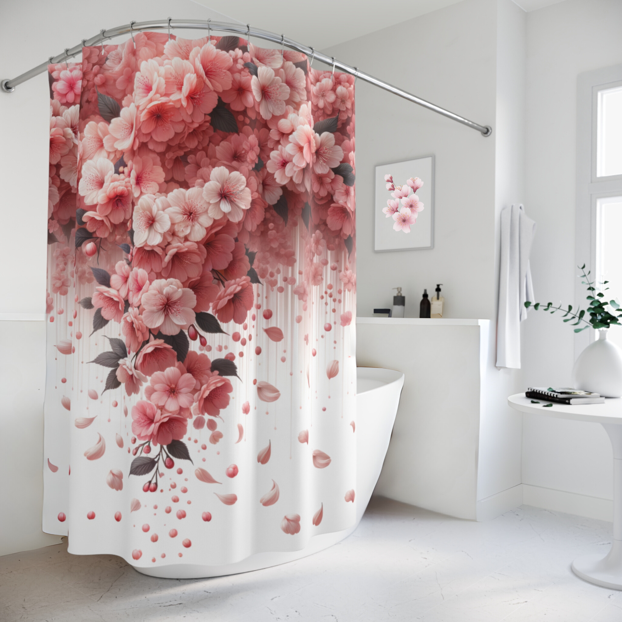 Cascading Cherry Blossoms – Pink Floral Shower Curtain