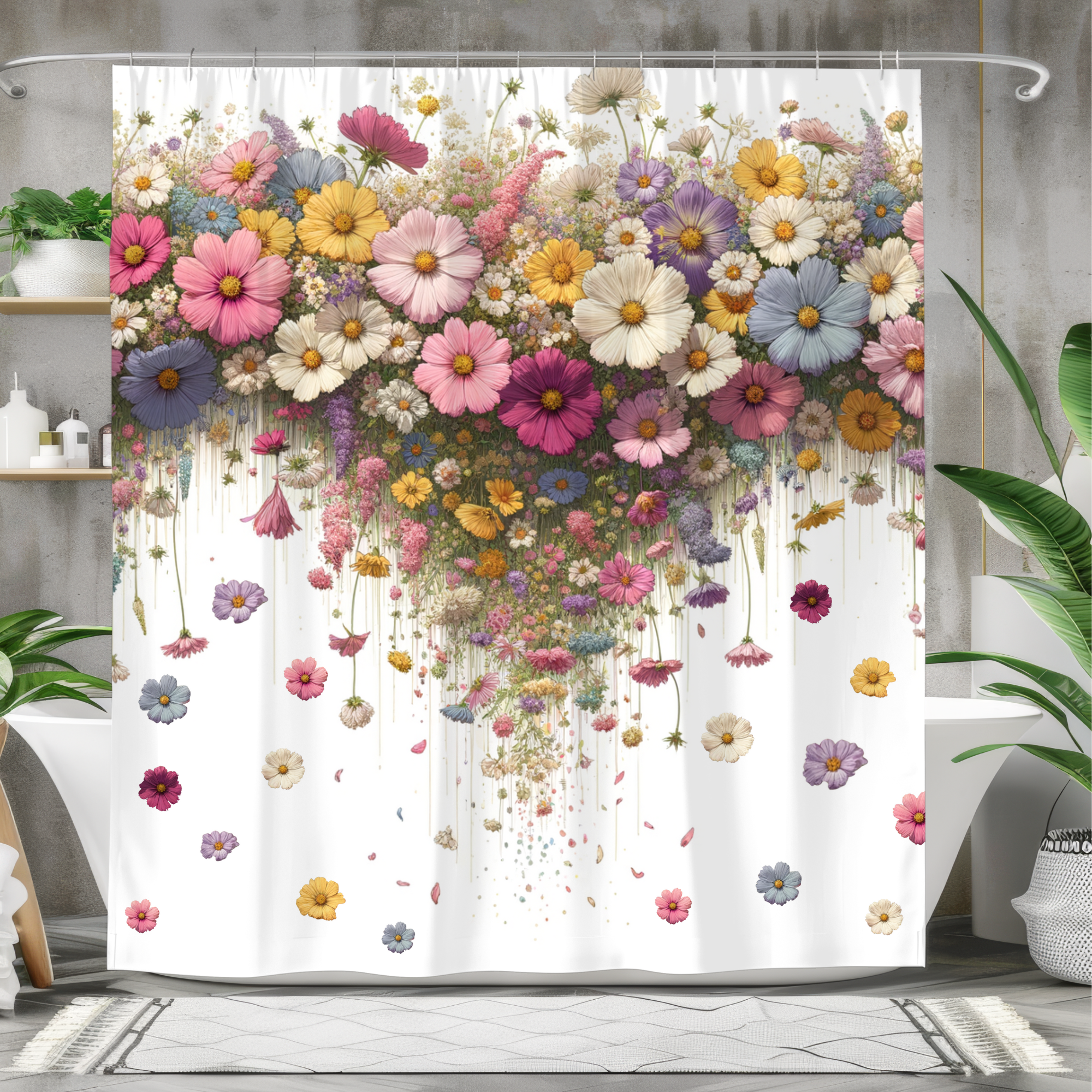 Cascading Garden Blooms – Colorful Wildflower Shower Curtain
