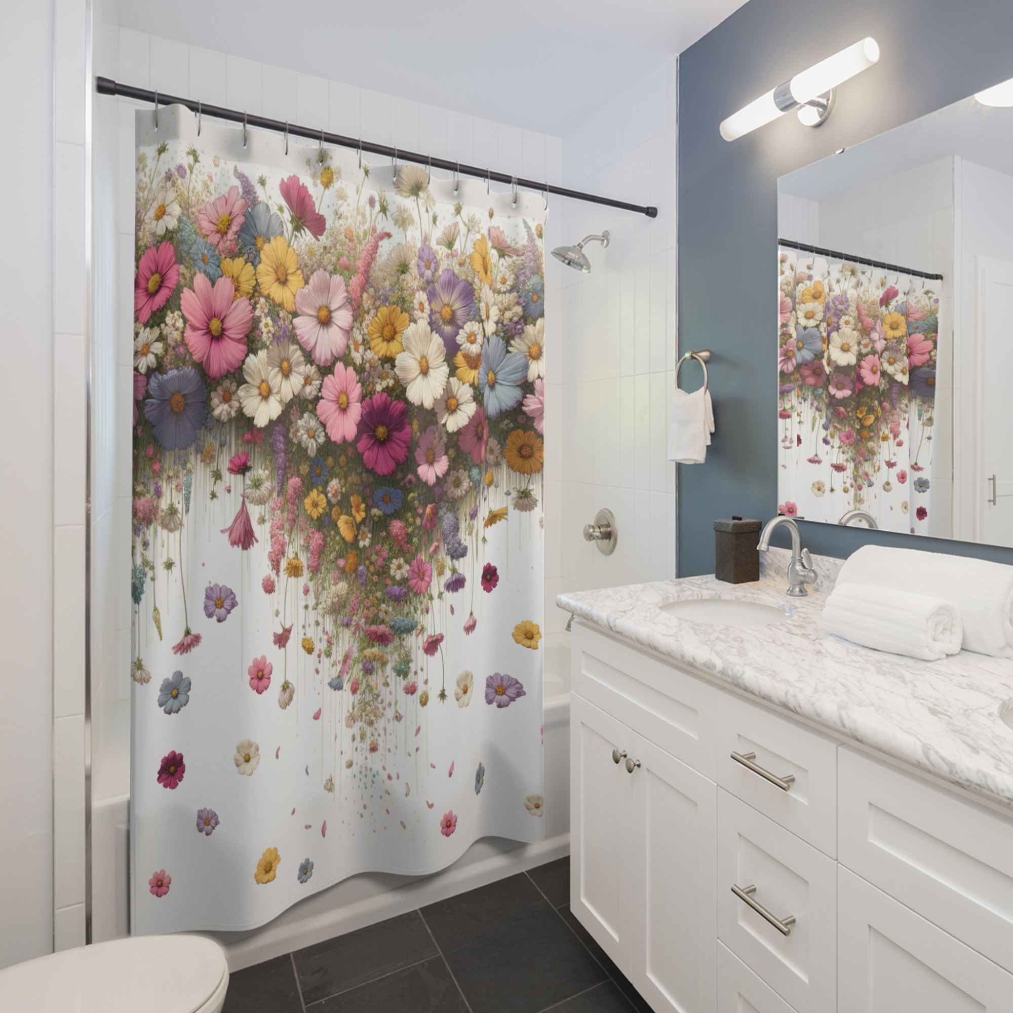 Cascading Garden Blooms – Colorful Wildflower Shower Curtain
