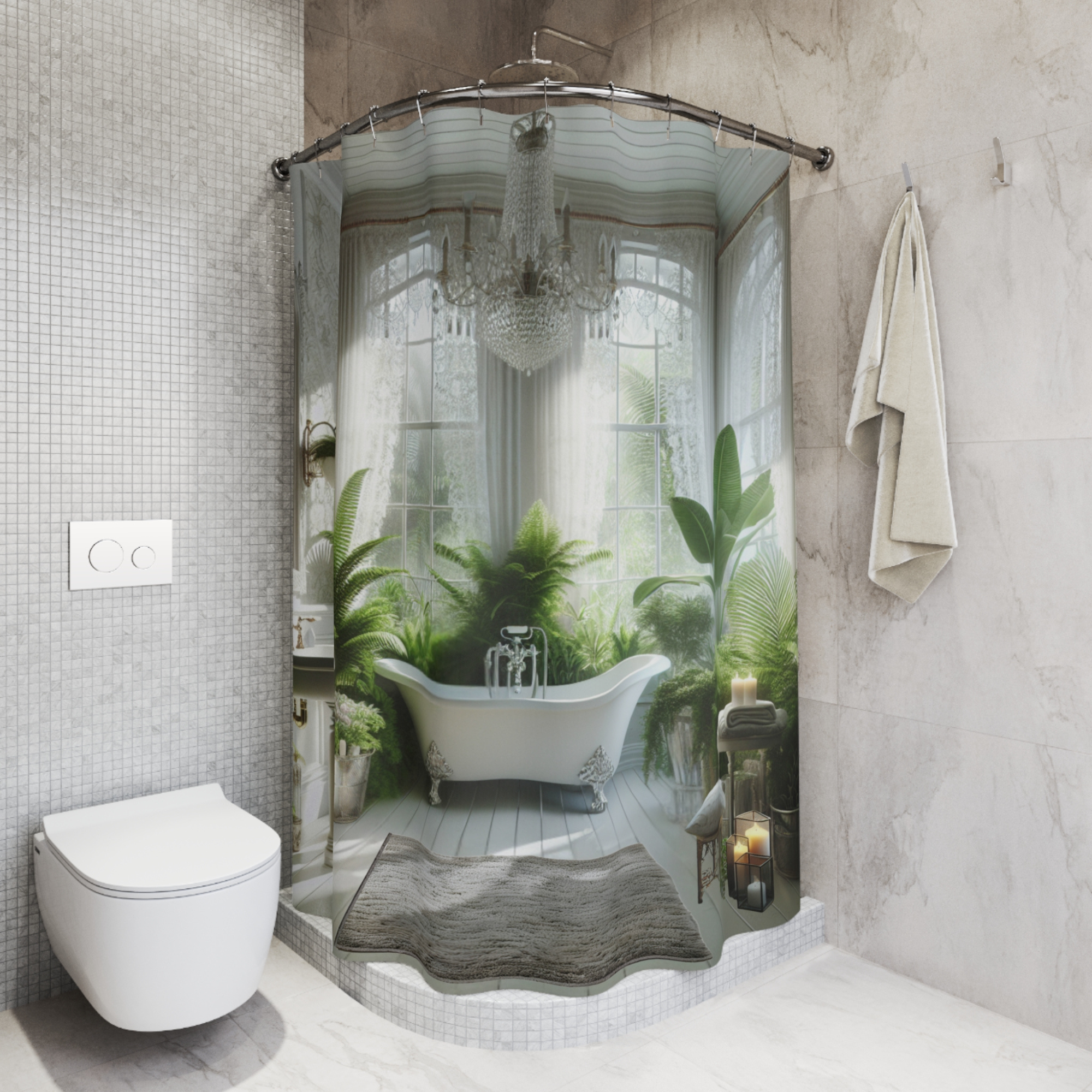 Victorian Conservatory Bathroom – Lush Green Oasis Shower Curtain