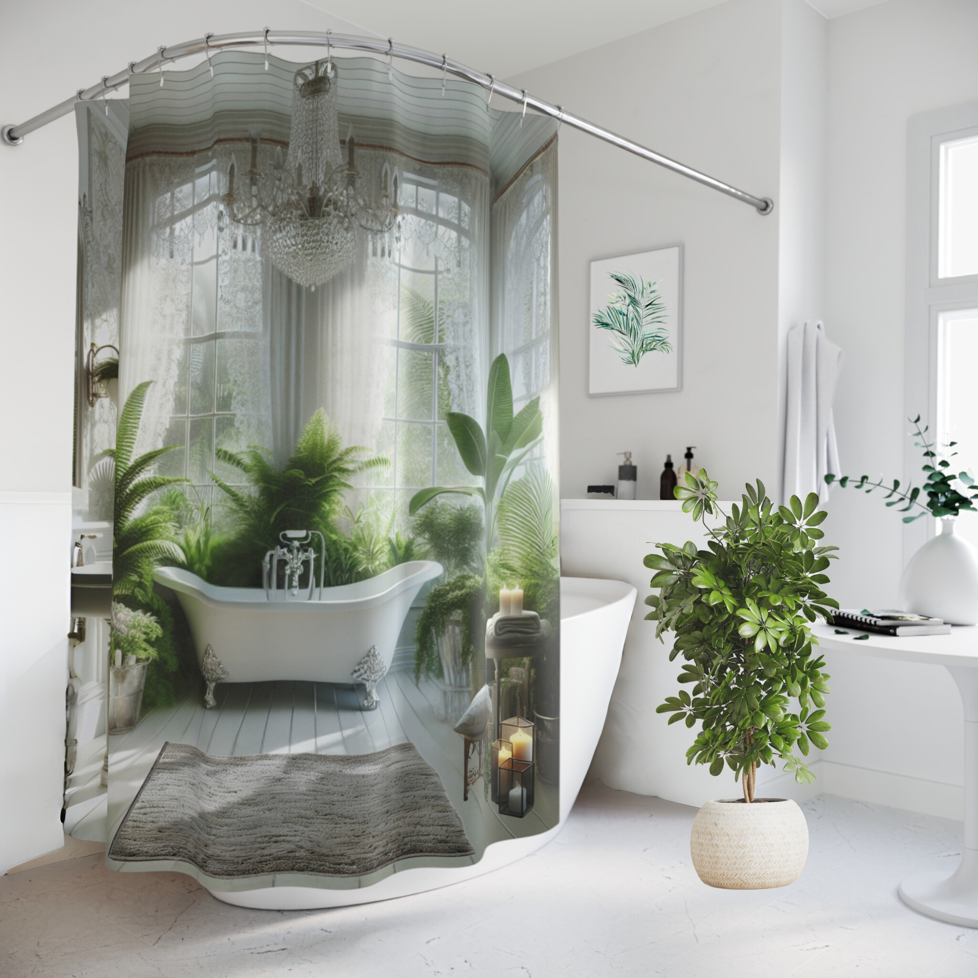 Victorian Conservatory Bathroom – Lush Green Oasis Shower Curtain