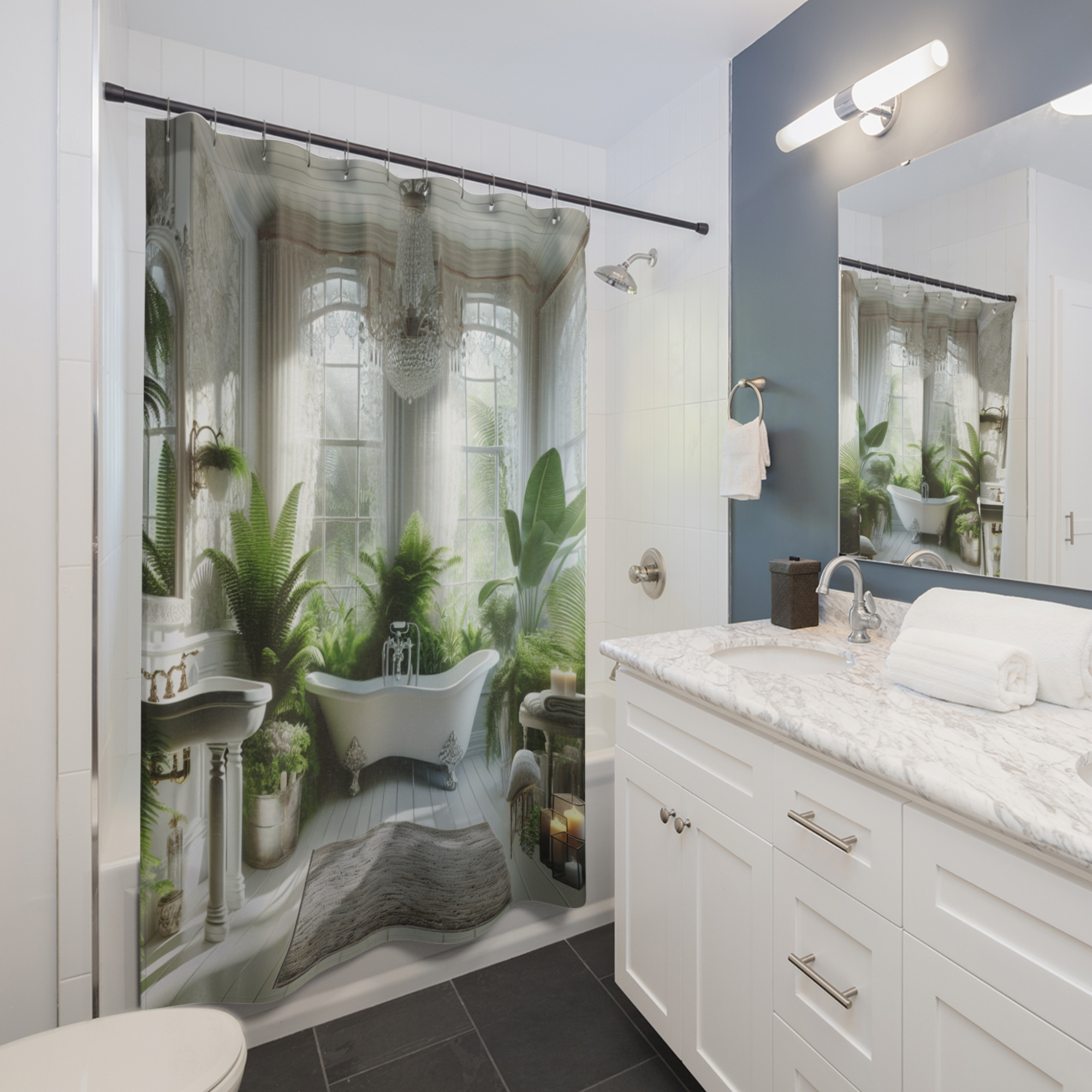 Victorian Conservatory Bathroom – Lush Green Oasis Shower Curtain