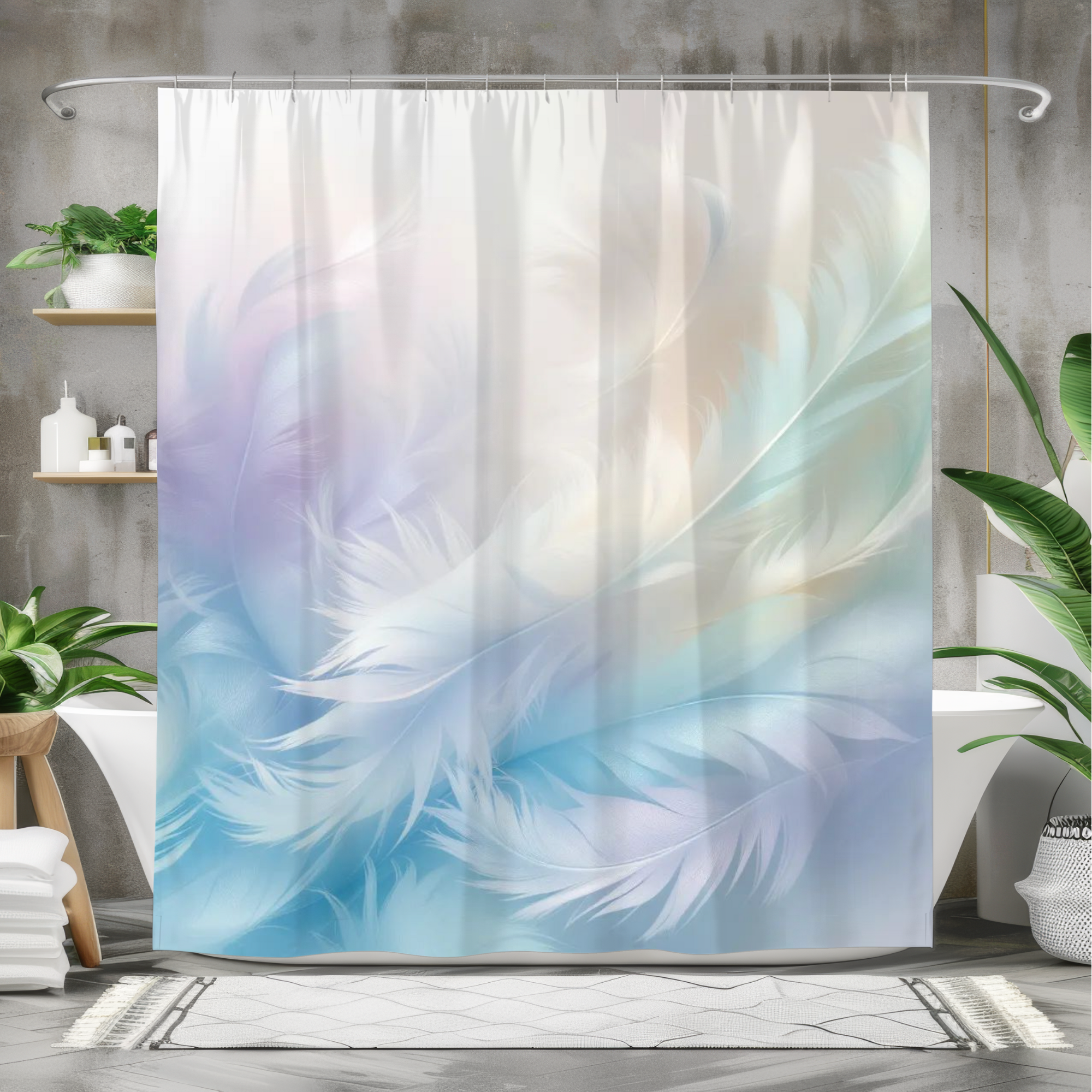 Whispering Feathers – Soft Pastel Angel Wing Shower Curtain