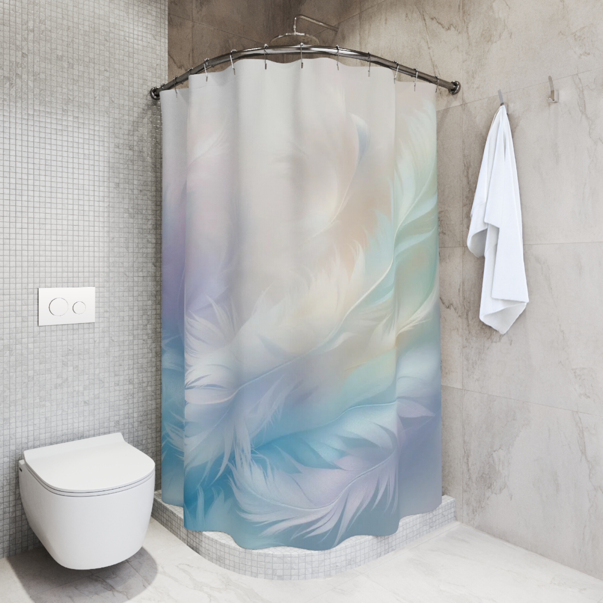 Whispering Feathers – Soft Pastel Angel Wing Shower Curtain